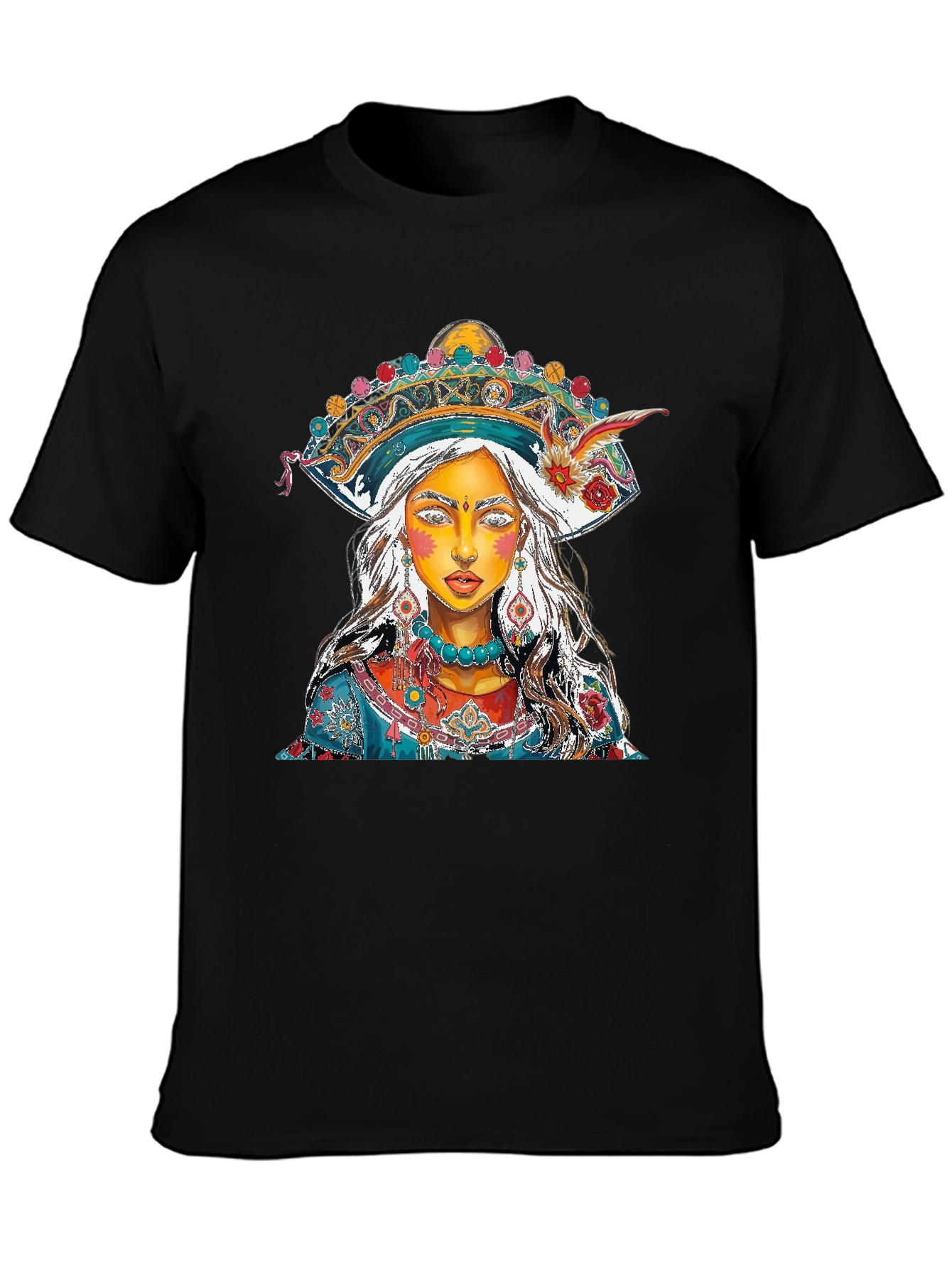 Black Artistic Woman Portrait Graphic Print Men's T-Shirt view 3