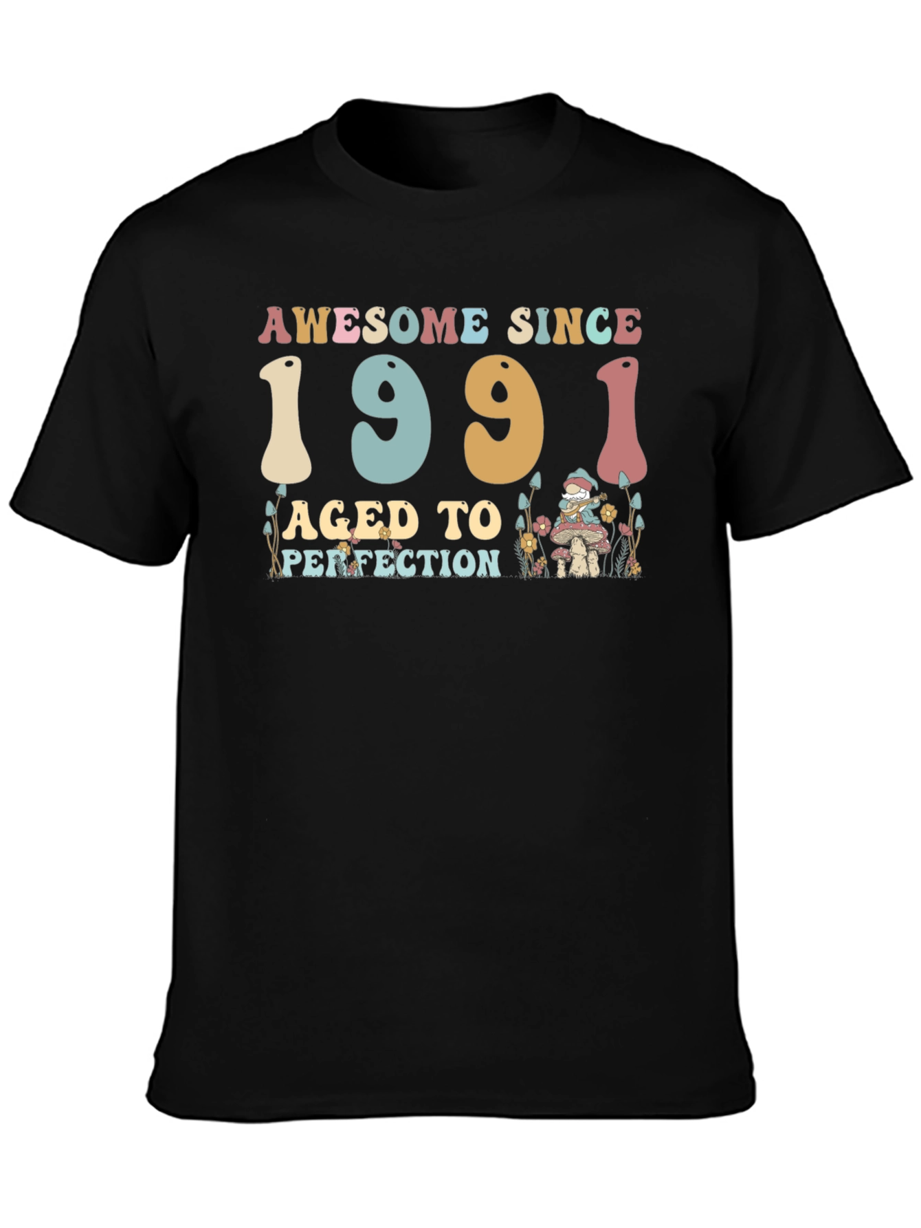 Black Awesome Since 1991 Aged to Perfection Black T-Shirt view 3