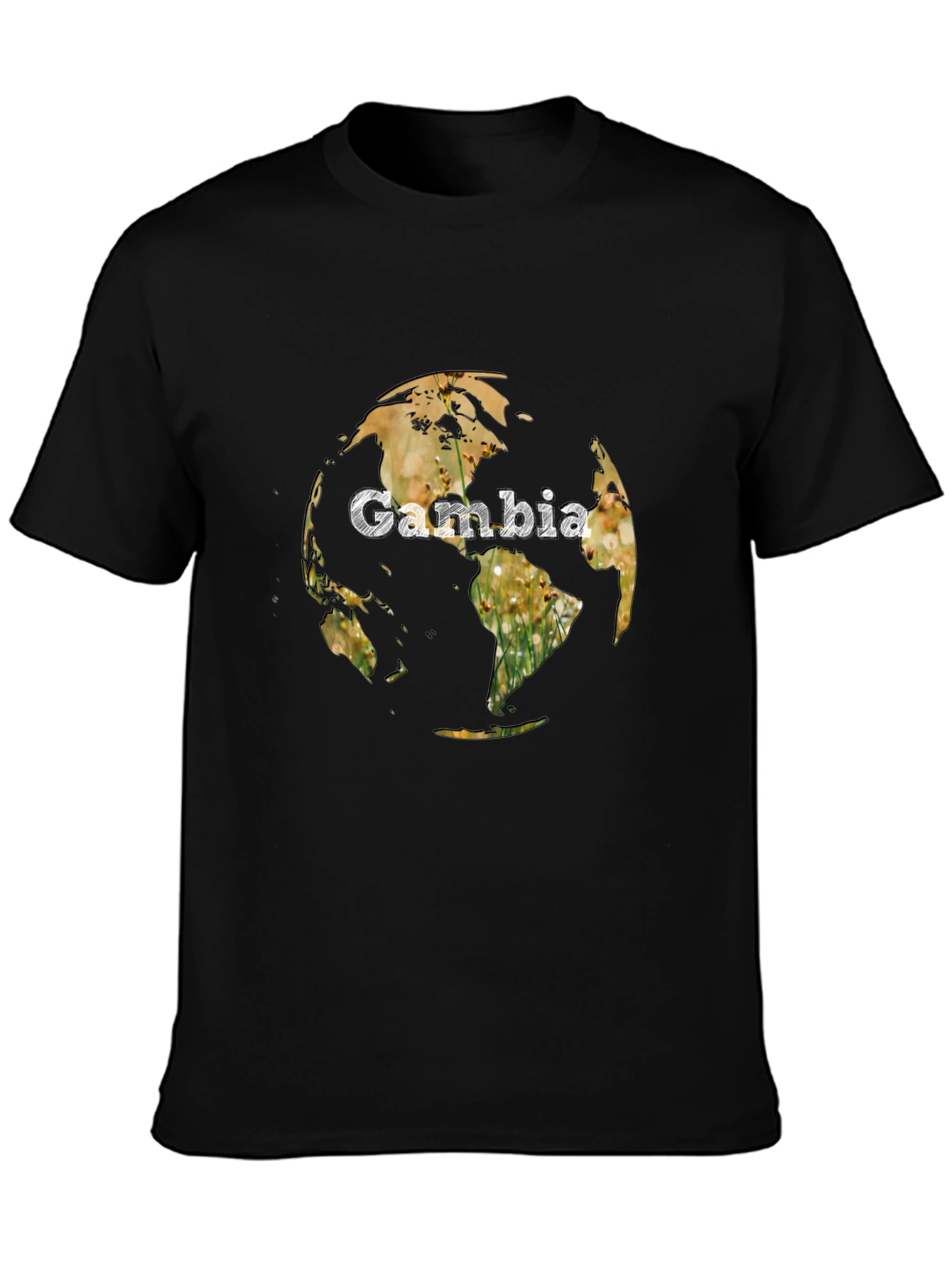 Black Gambia Globe Graphic Tee - Unique Design view 3