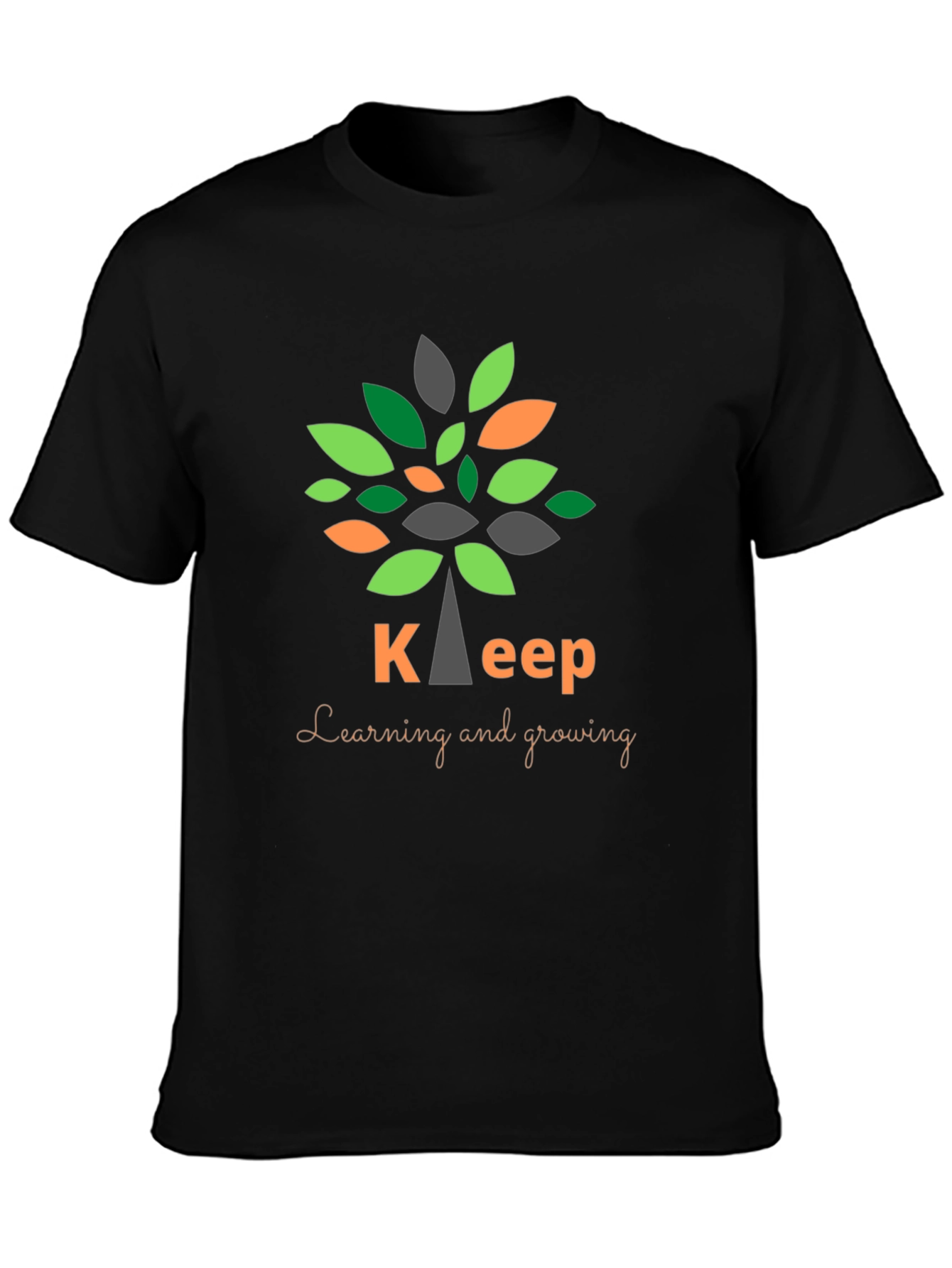 Black Keep Learning and Growing T-Shirt view 3