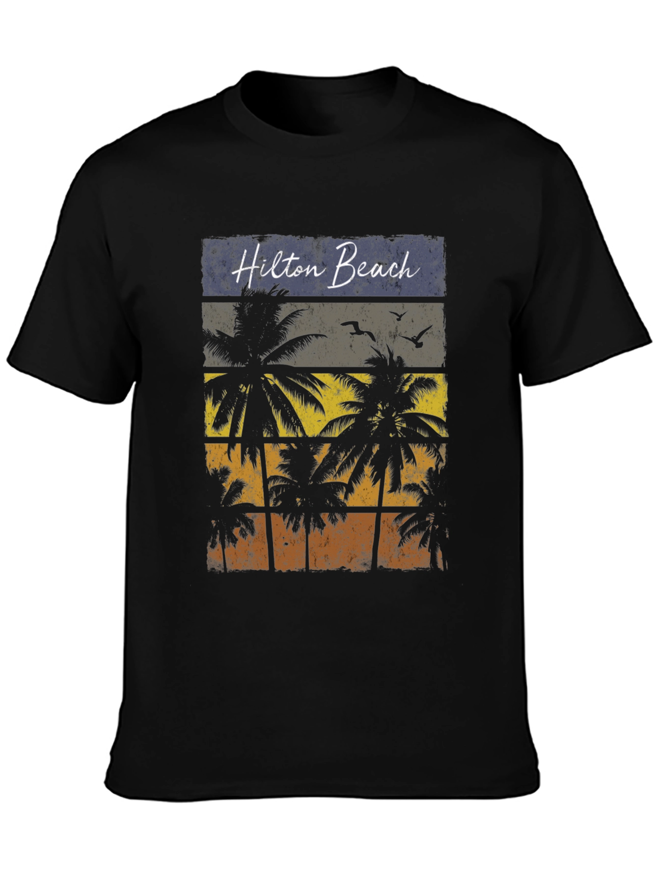 Black Hilton Beach Palm Tree T-Shirt view 3