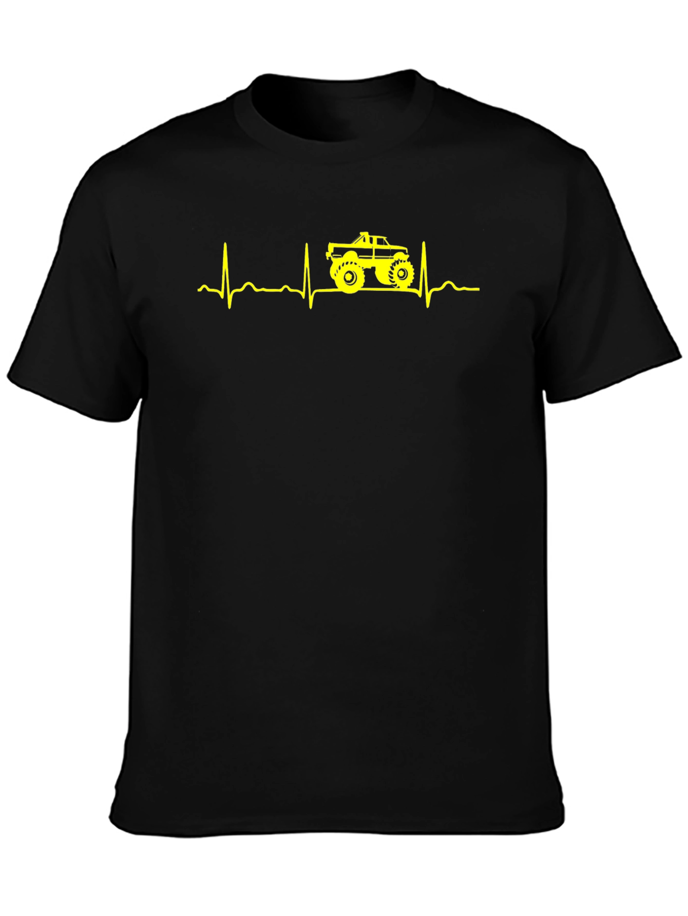 Black Monster Truck Heartbeat T-Shirt view 3