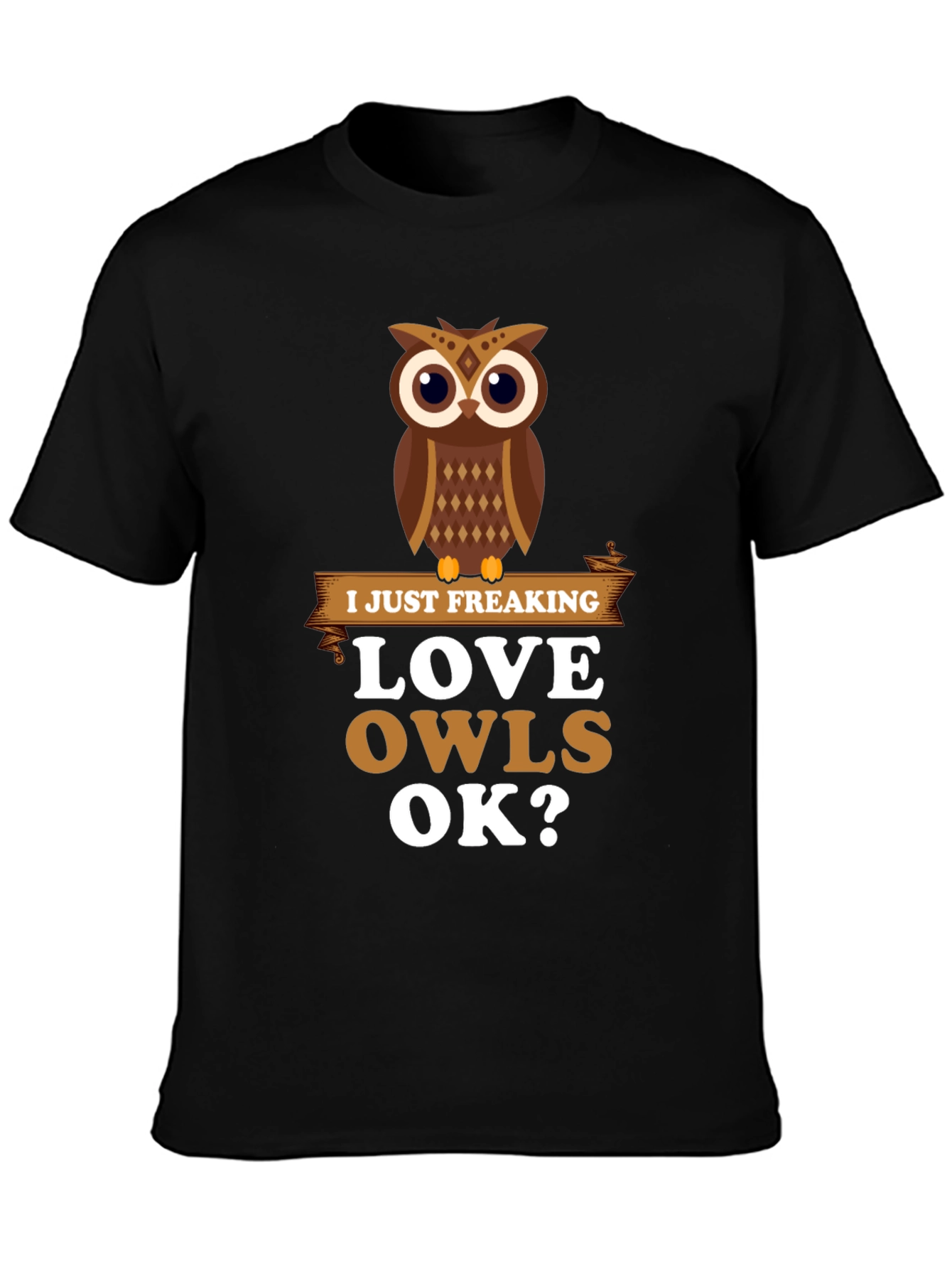 Black I Just Freaking Love Owls Graphic T-Shirt view 3