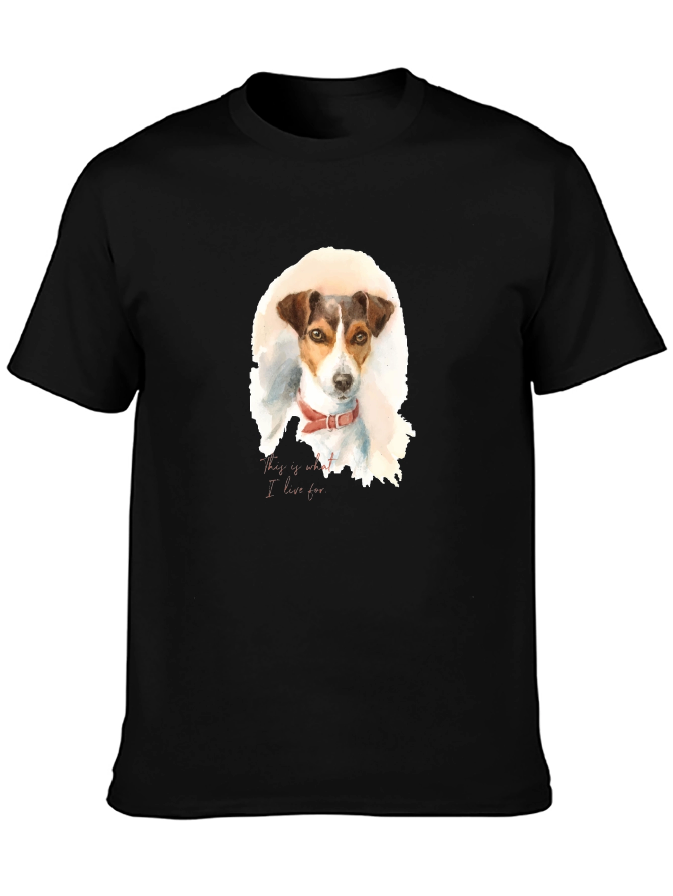 Black Dog Watercolor Print Black T-Shirt view 3