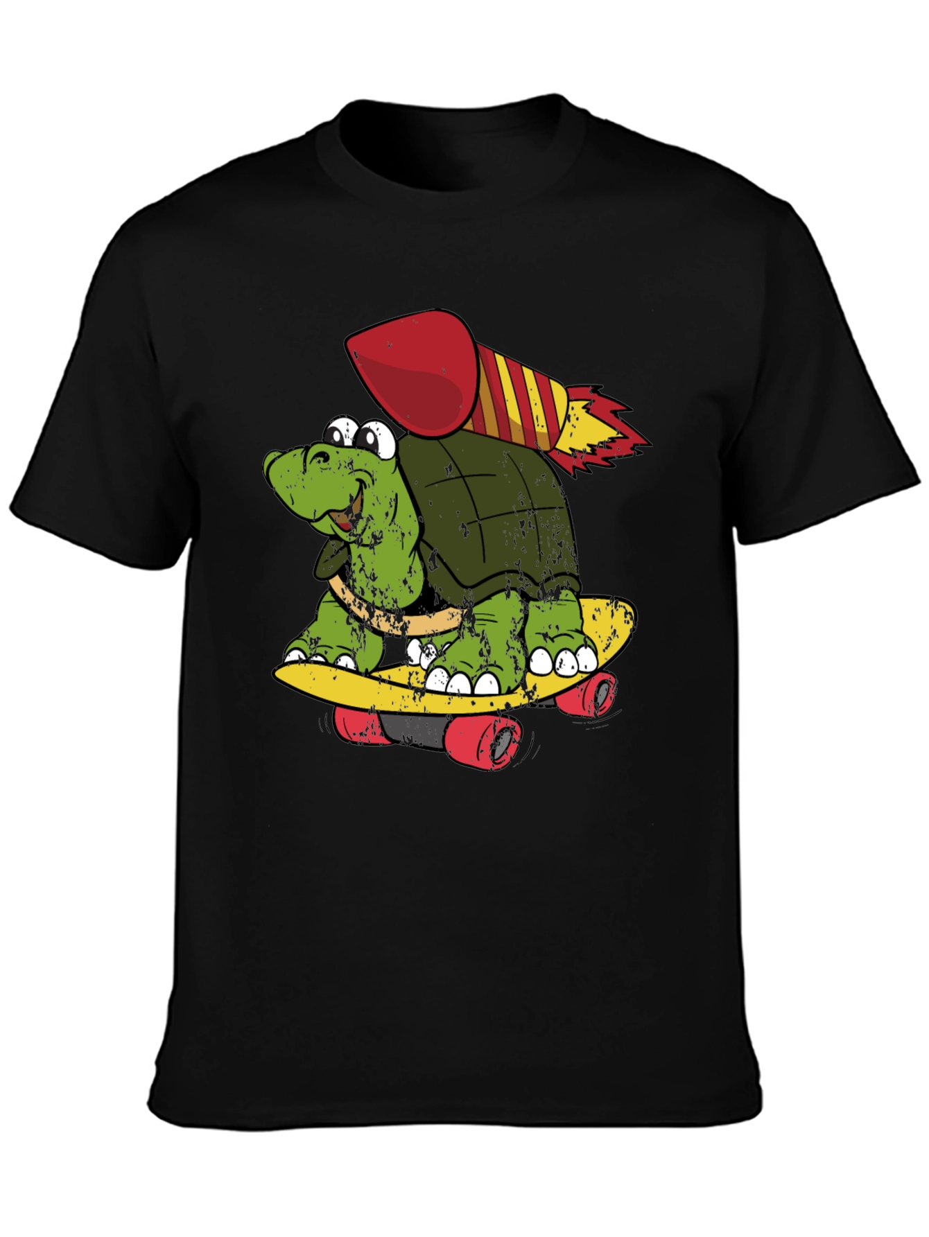 Black Turtle Skateboard Rocket Black T-Shirt view 3