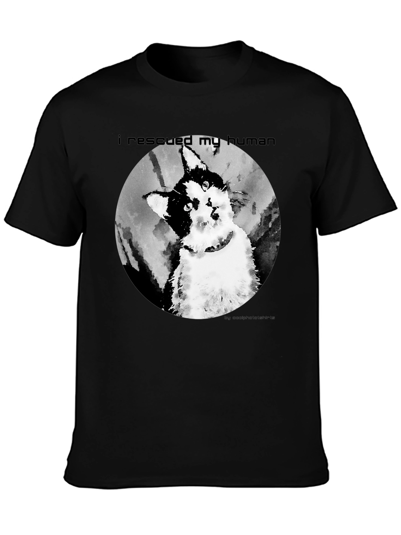 Black Rescued My Human Graphic T-Shirt view 3