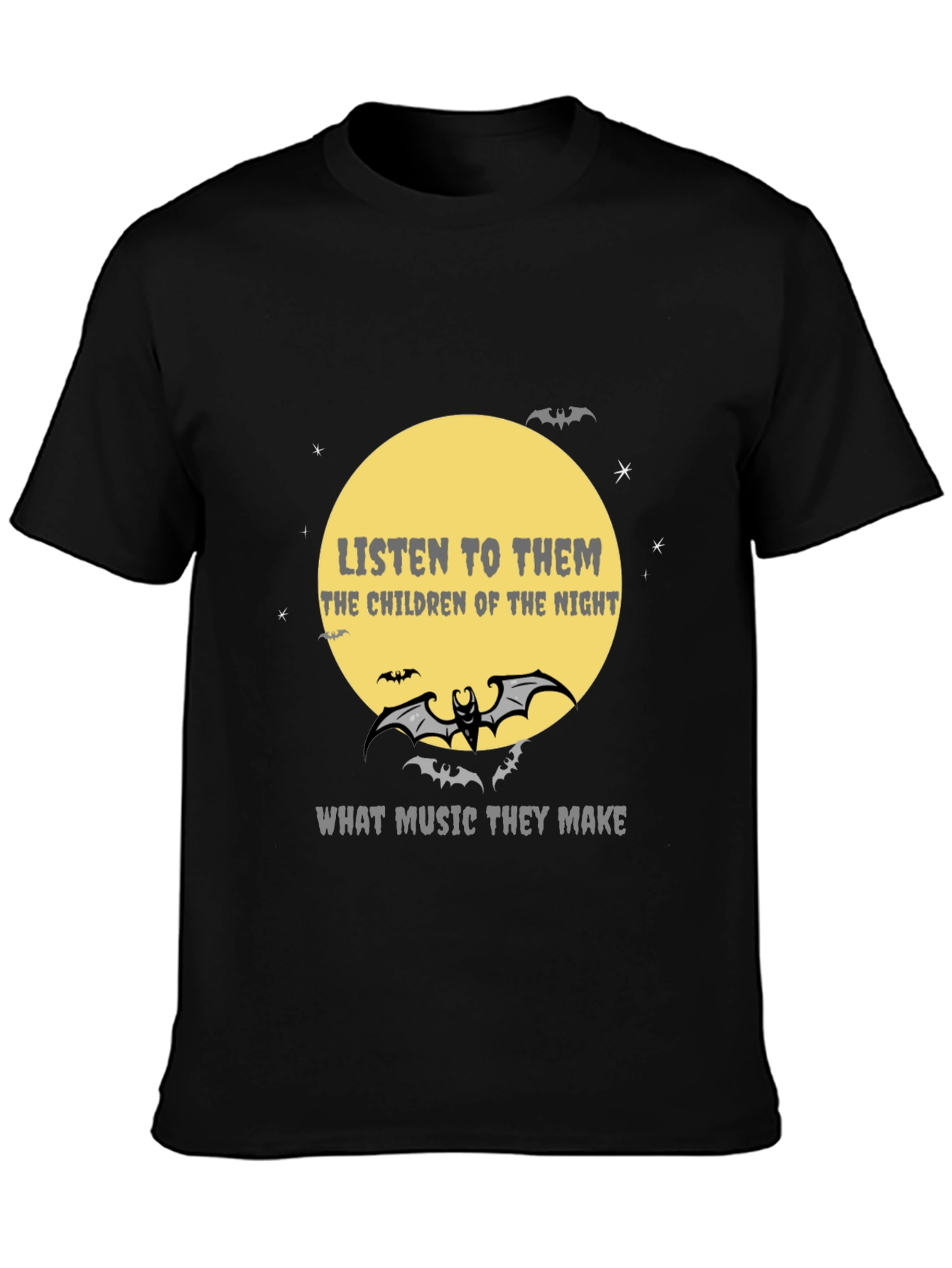 Black Listen to Them T-Shirt - Gothic Bat Design view 3