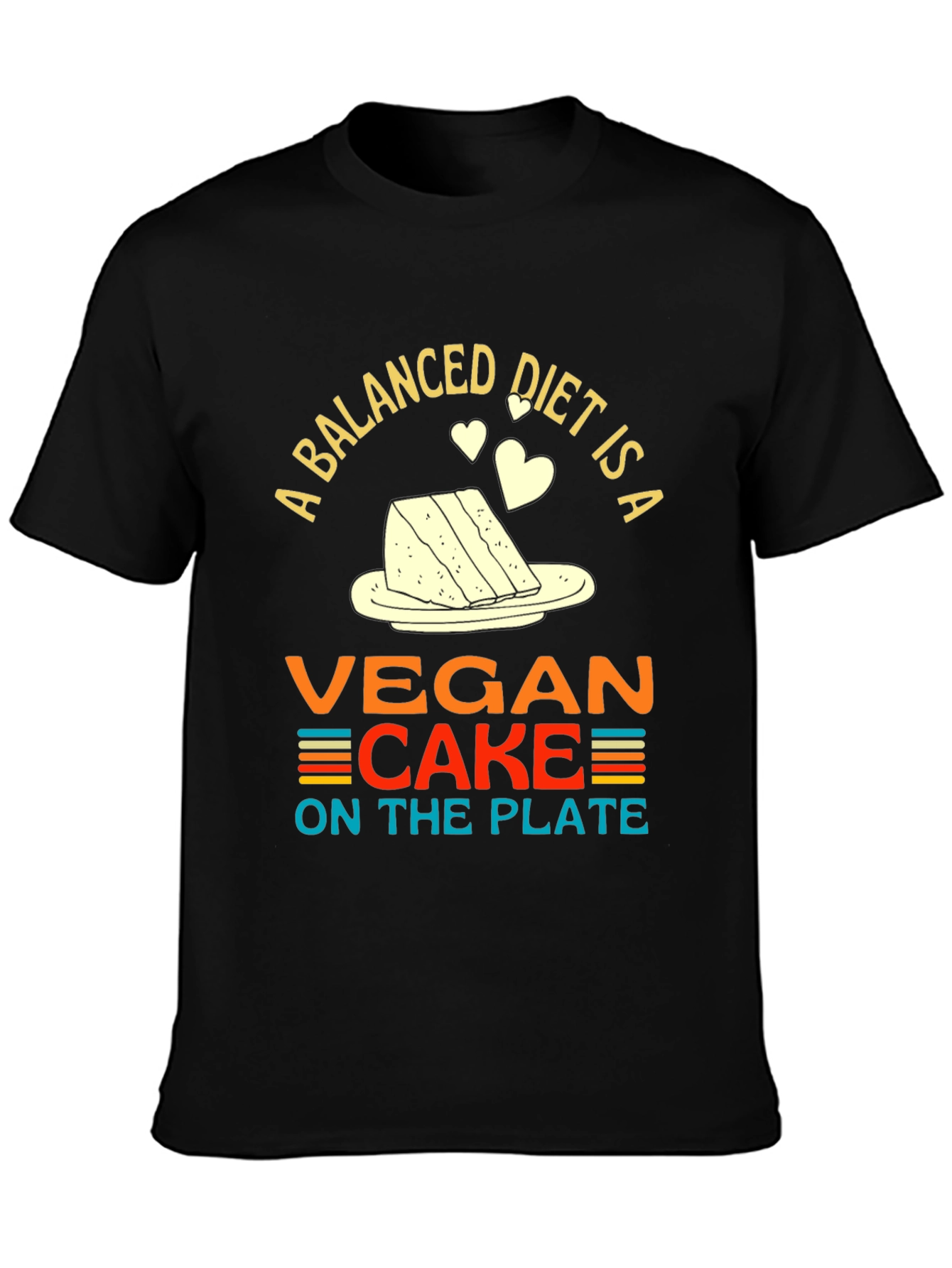 Black Vegan Cake Diet T-Shirt - Funny Vegan Gift view 3