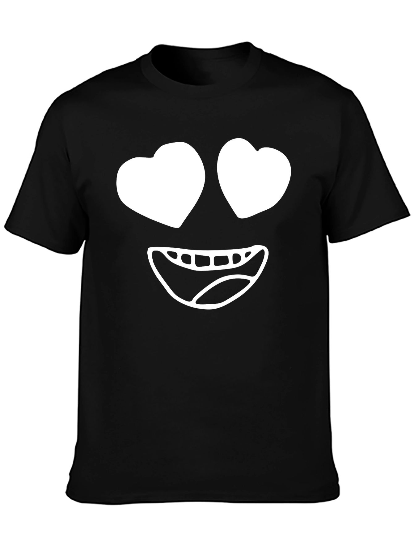 Black Heart Eyes Emoji Black T-Shirt view 3