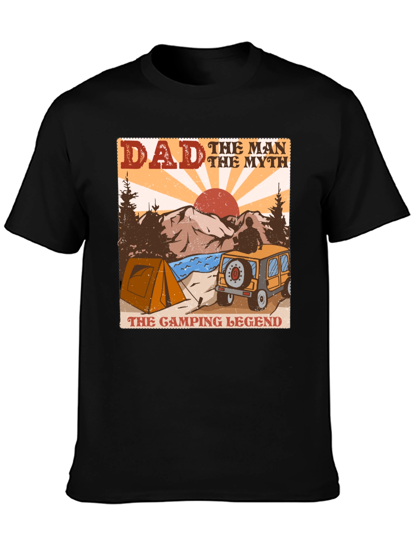 Black Dad Camping Legend Graphic Tee view 3
