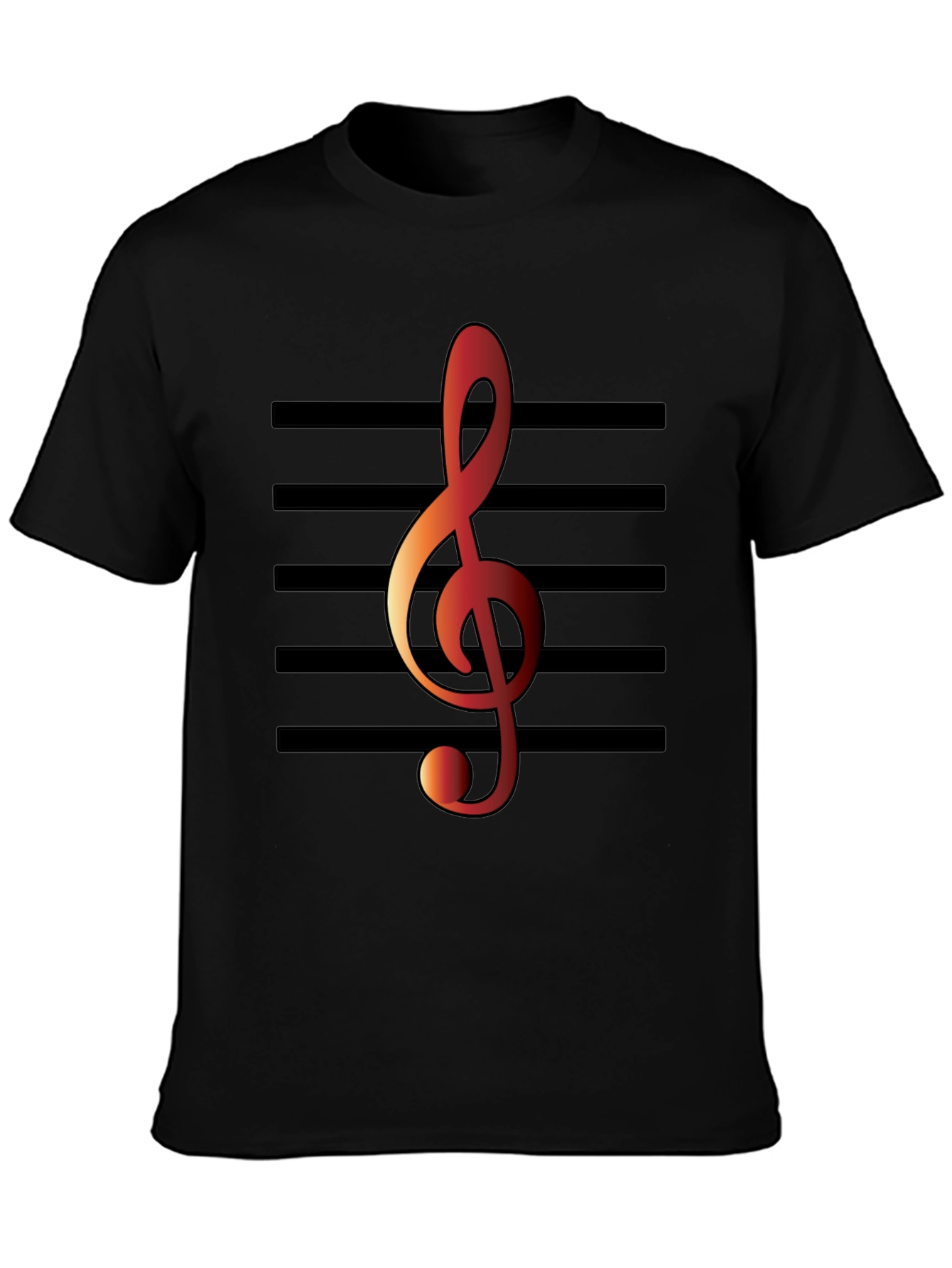 Black Musical Note T-Shirt - Treble Clef Design view 3