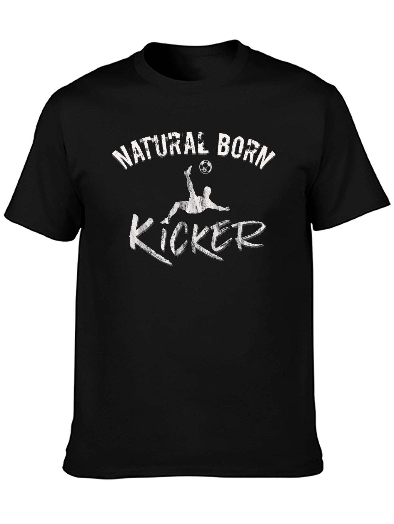 Black Natural Born Kicker T-Shirt - Soccer Fan Tee view 3