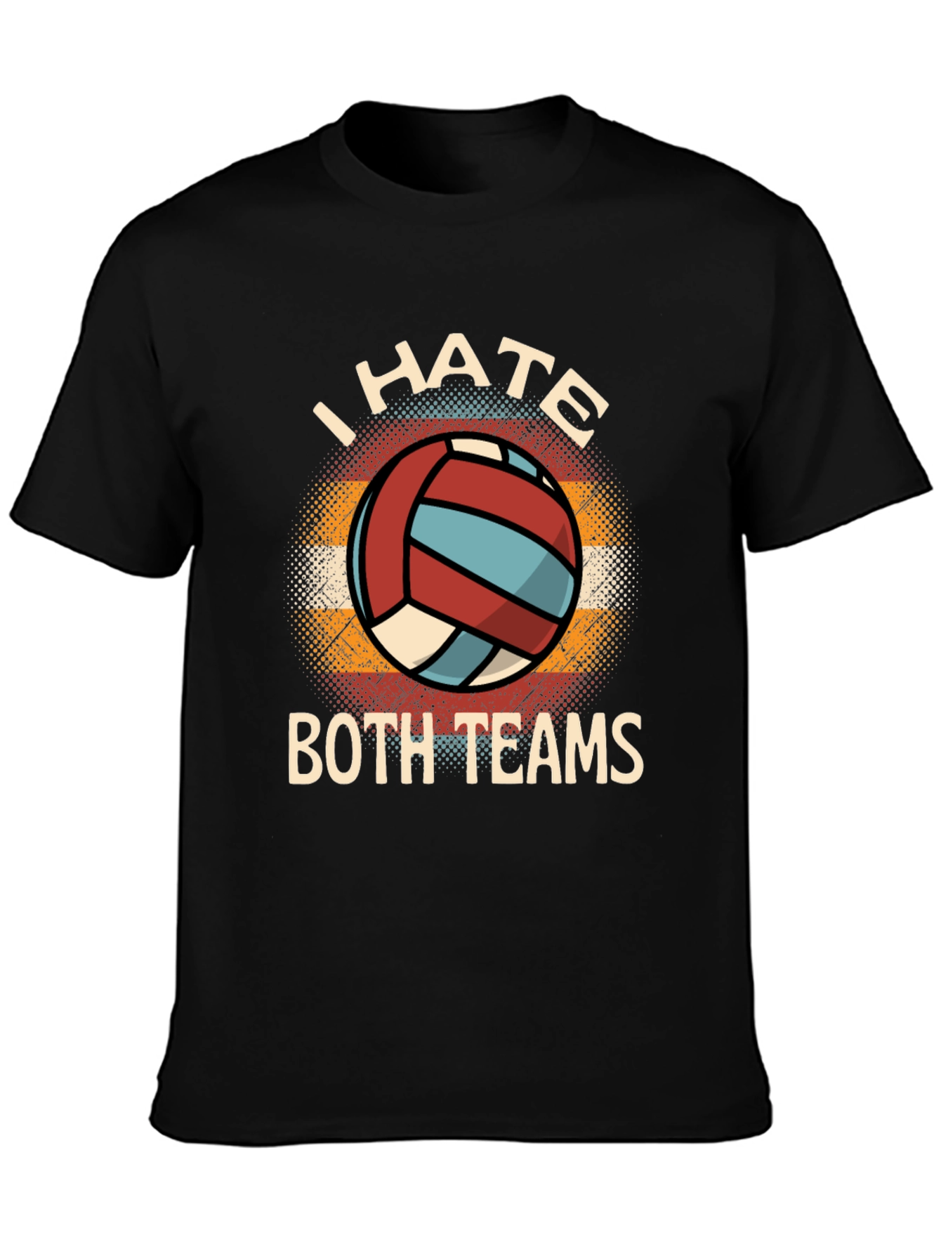 Black I Hate Both Teams Volleyball Graphic Tee view 3