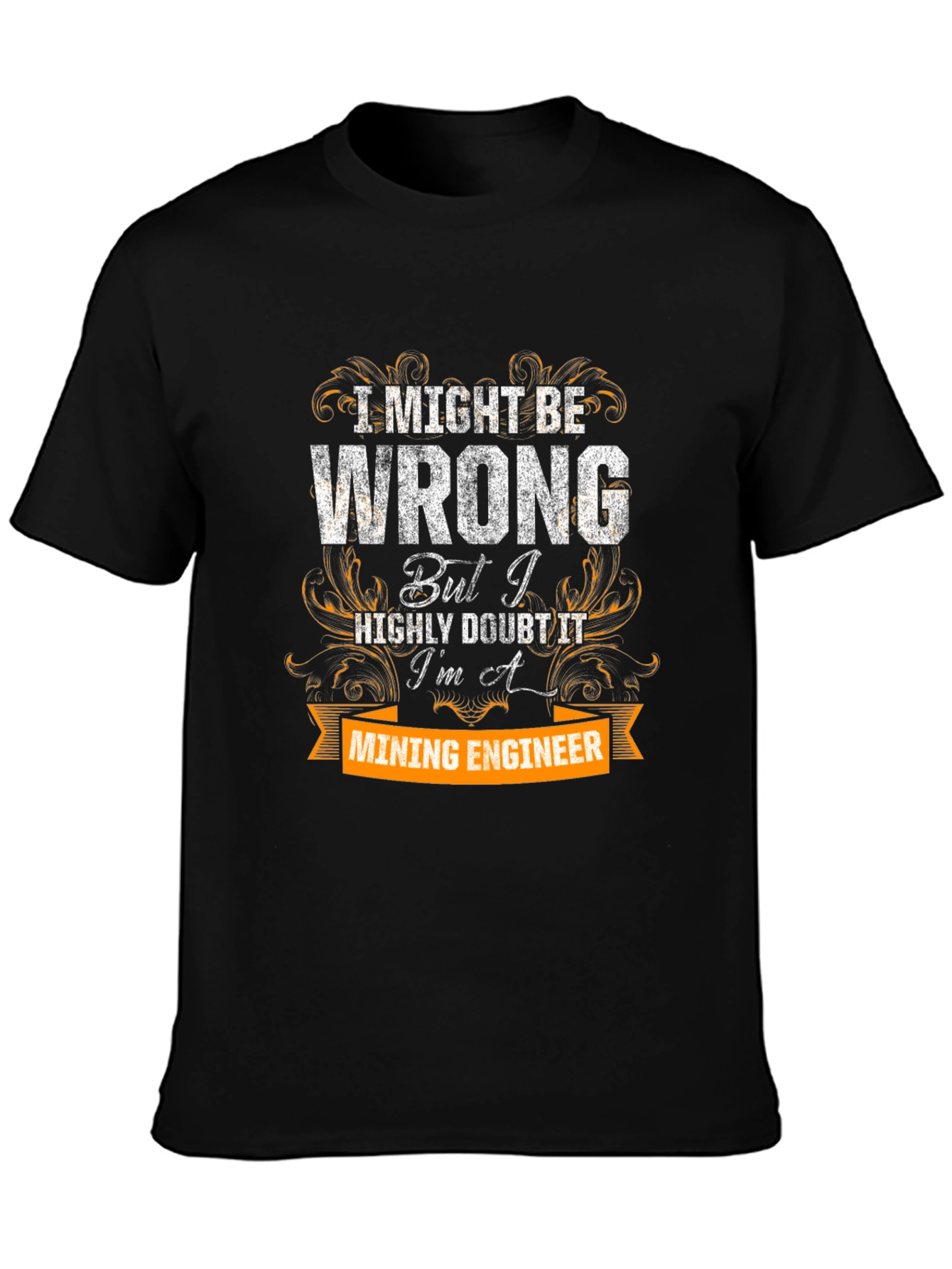 Black Mining Engineer T-Shirt view 3