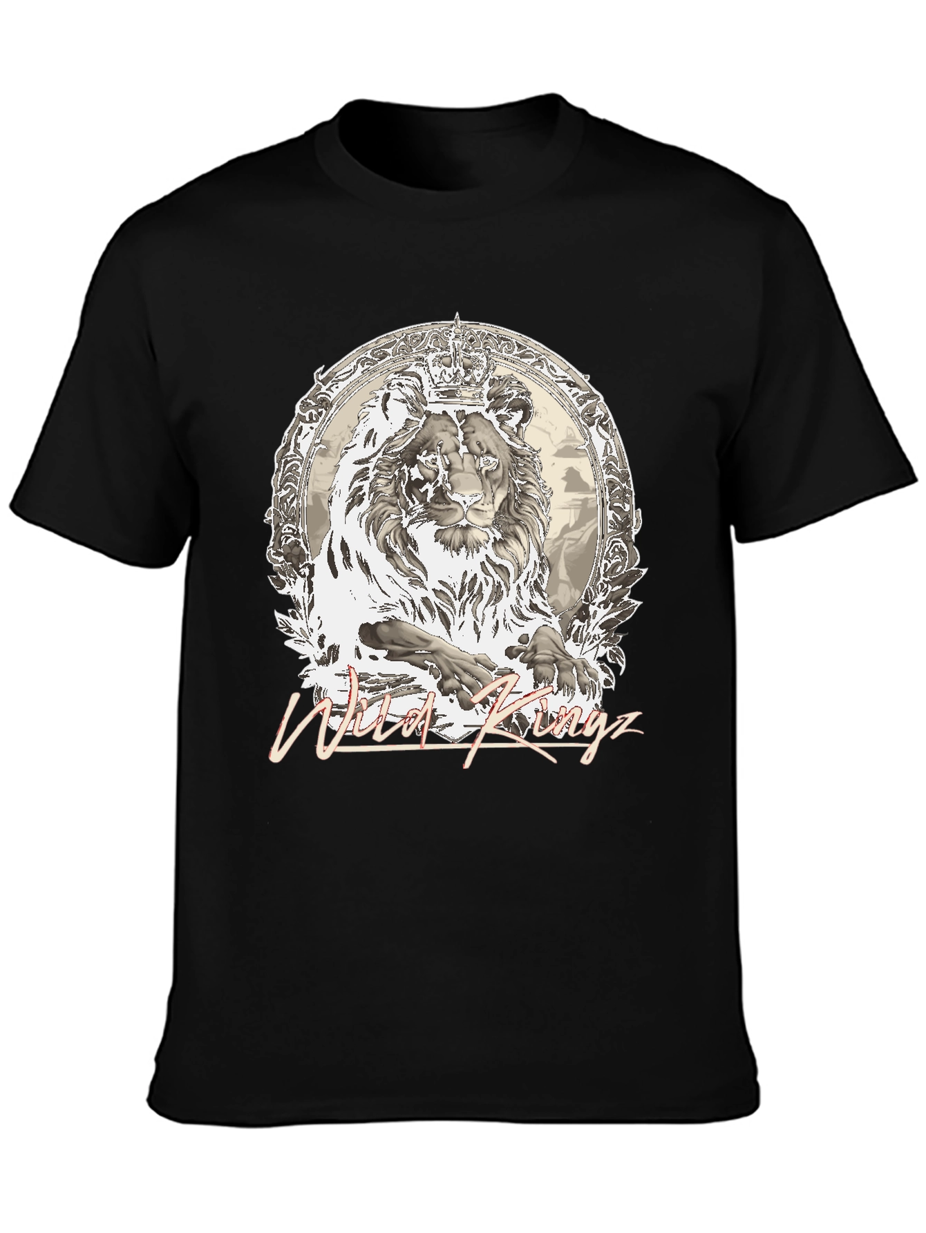 Black Wild Kingz Lion Graphic Tee - Black view 3