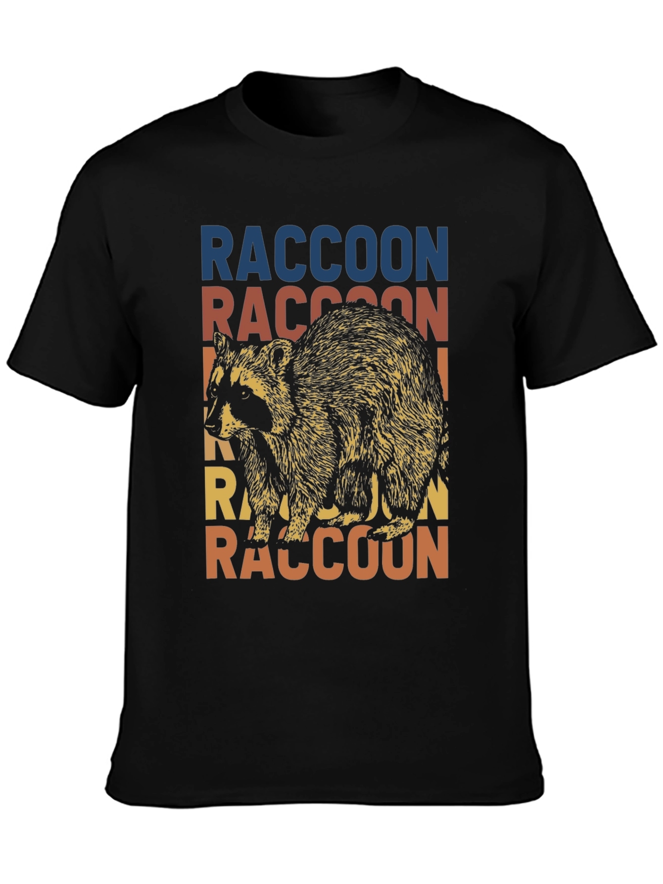 Black Retro Raccoon Graphic T-Shirt - Vintage Style Tee view 3