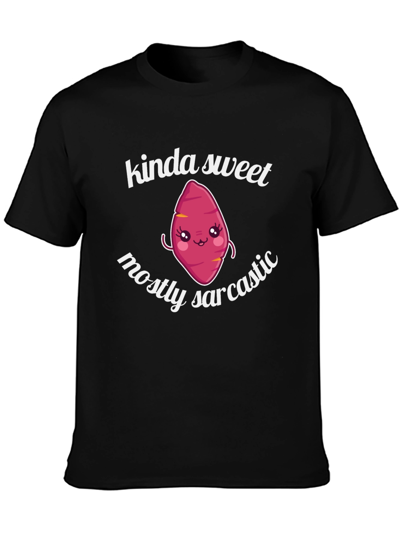 Black Kinda Sweet Mostly Sarcastic Cute Yam T-Shirt view 3