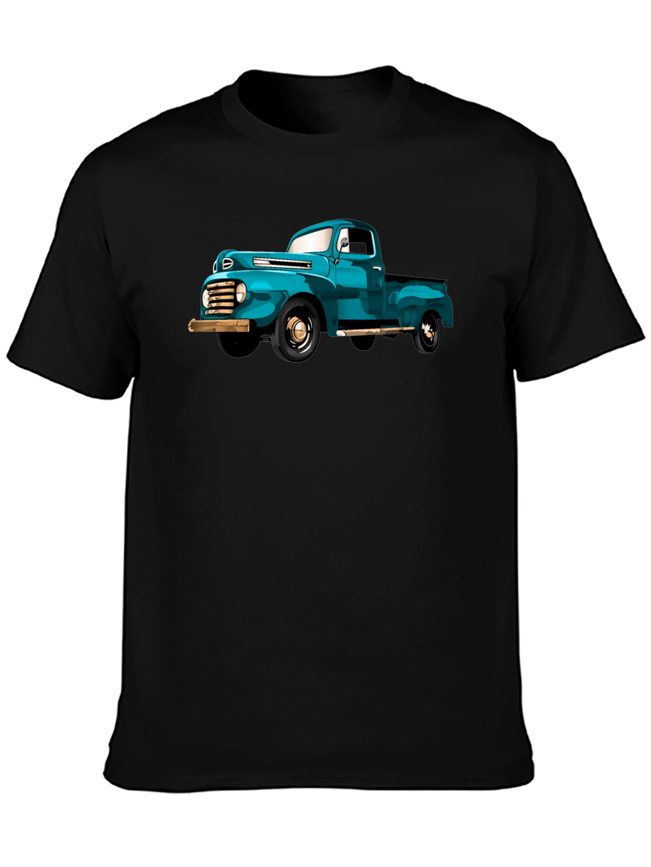 Black Vintage Truck Graphic Tee - Classic Car Lover's Shirt view 3