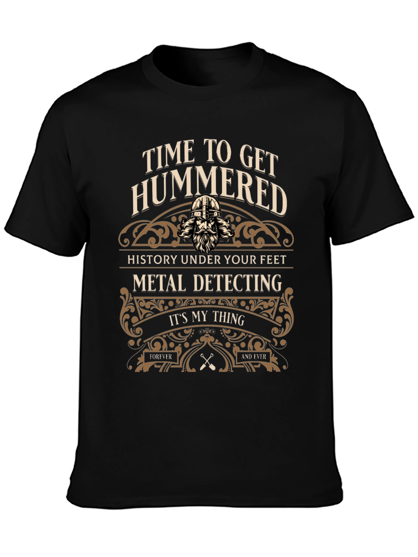 Black Time to Get Hummered Metal Detecting Black T-Shirt view 3