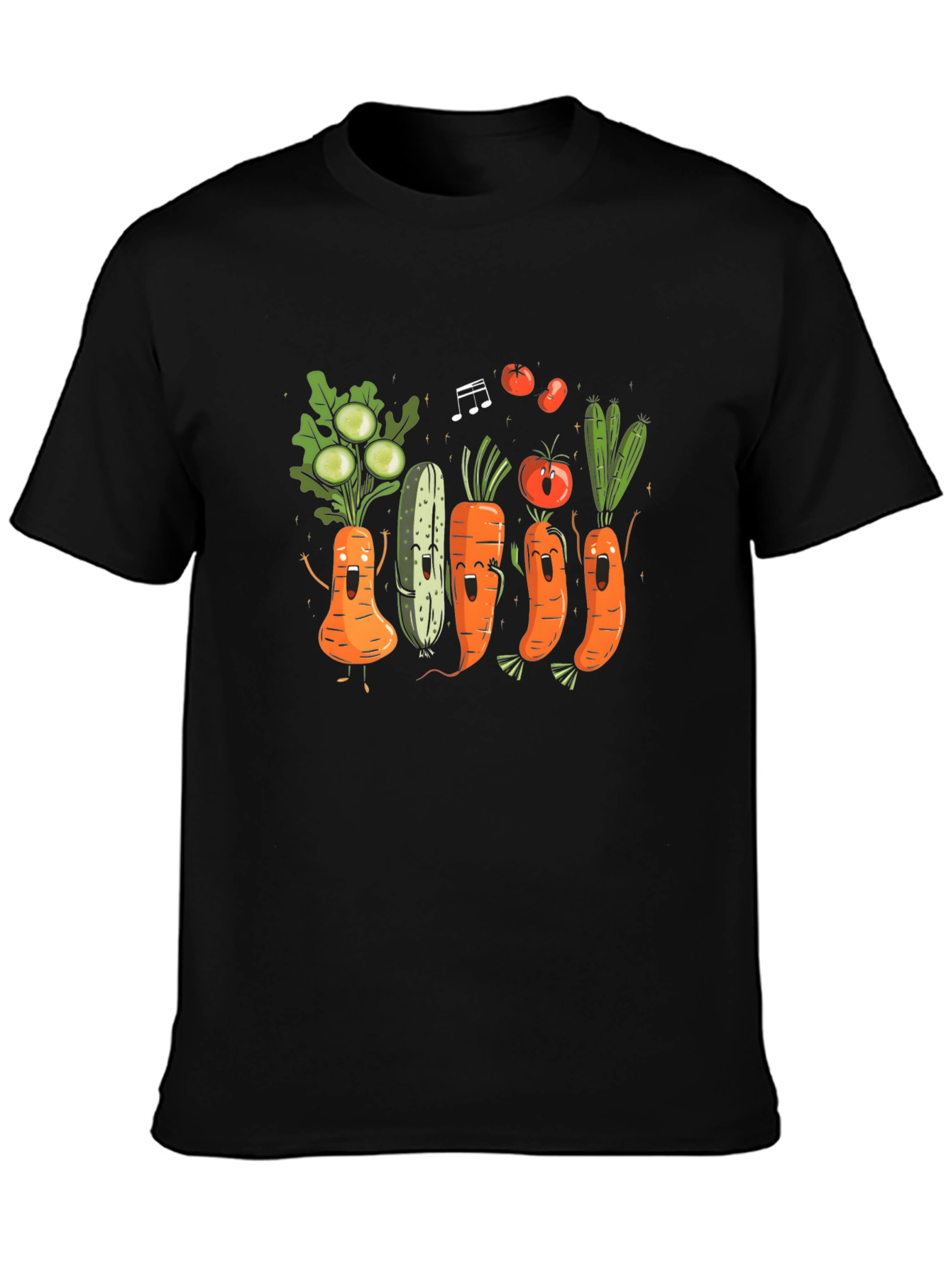 Black Vegetable Band T-Shirt: Fun Foodie Fashion view 3