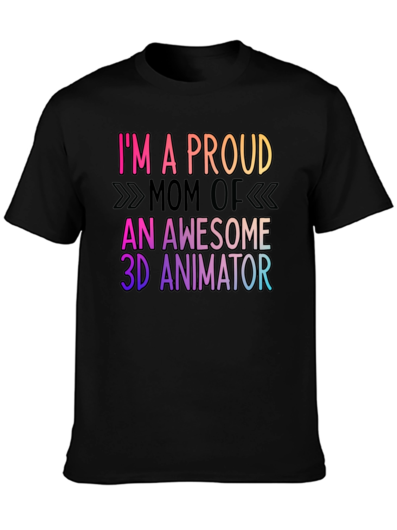 Black Proud Mom of 3D Animator Graphic Tee view 3