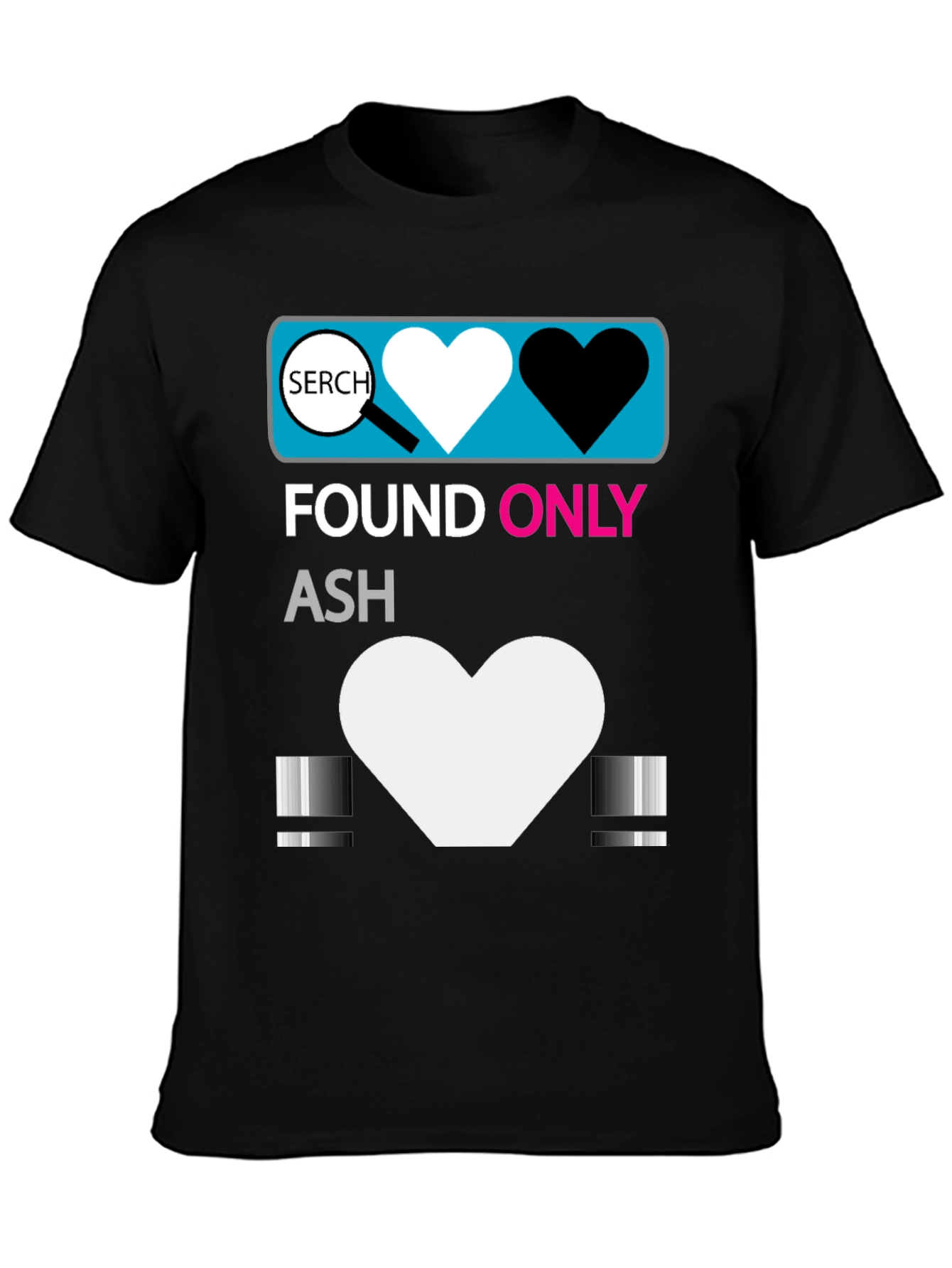 Black Found Only Ash T-Shirt - Heart Search Design view 3