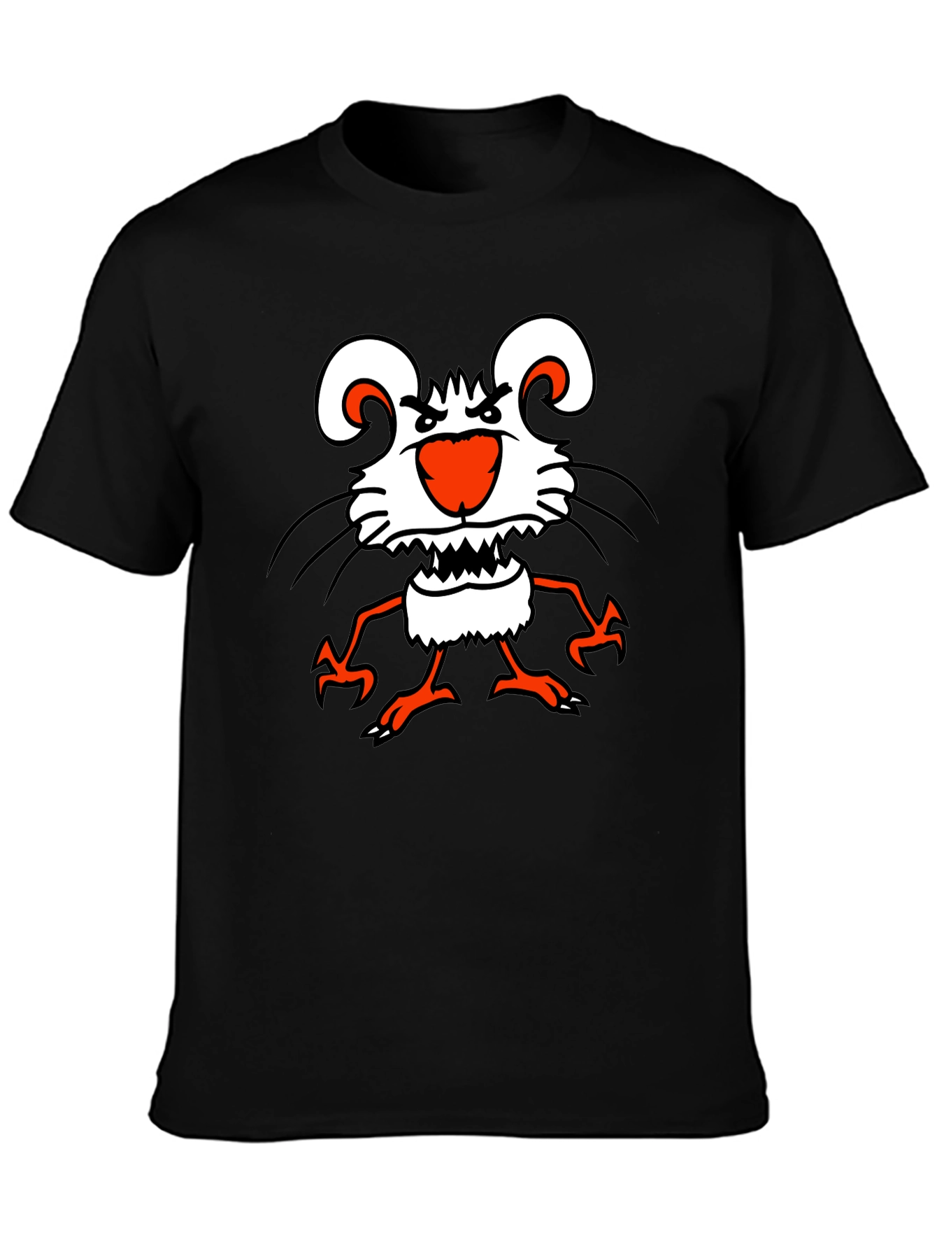 Black Funny Cartoon Mouse Graphic Black T-Shirt view 3