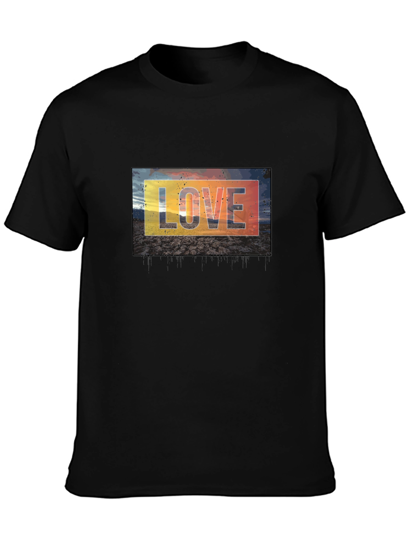 Black Love Graphic Tee - Black Cotton Blend Casual T-Shirt view 3