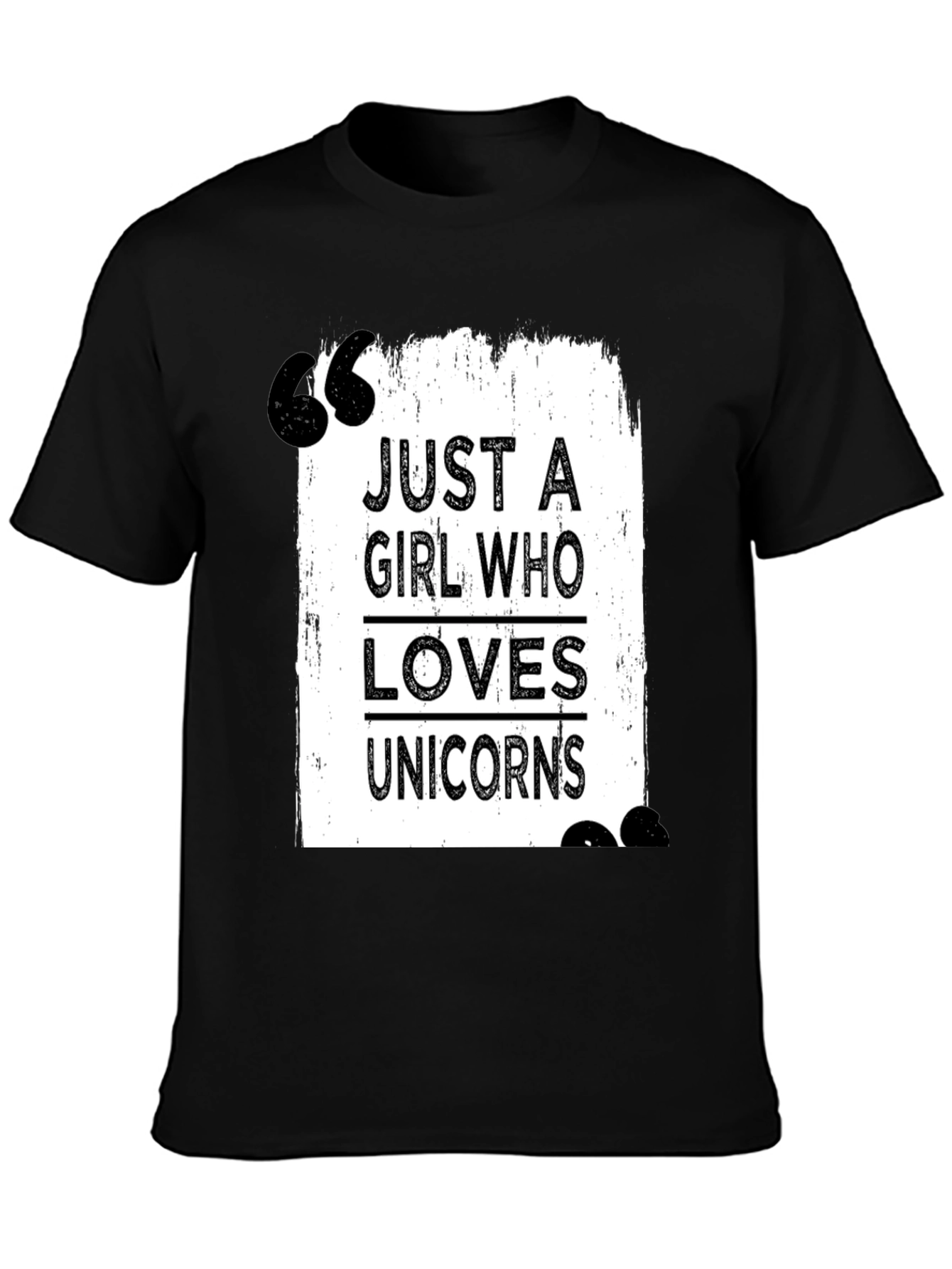 Black Just a Girl Who Loves Unicorns T-Shirt view 3