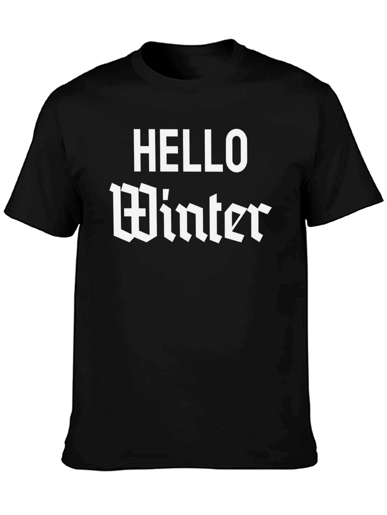 Black Hello Winter Graphic Tee - Black Cotton Blend view 3