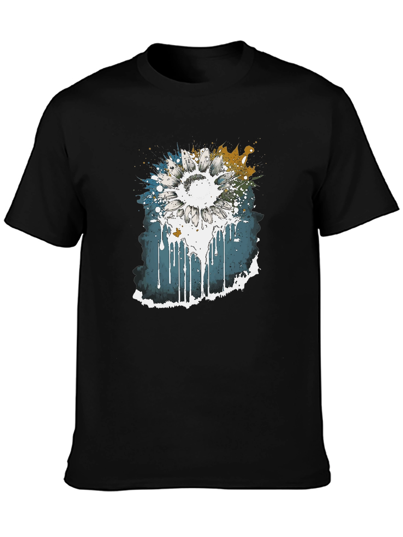 Black Sunflower Splash Graphic Tee view 3
