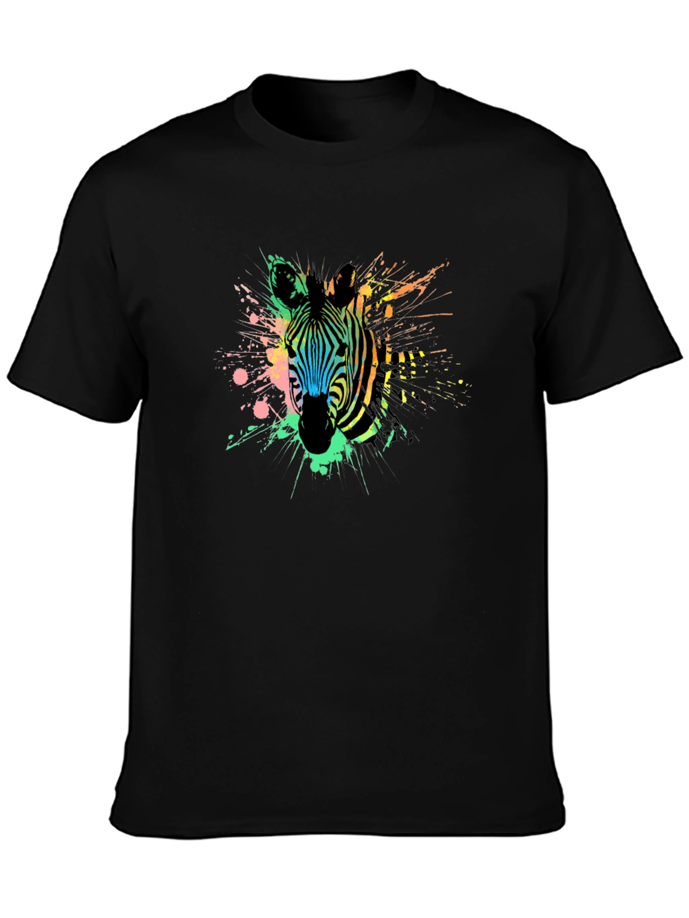 Black Zebra Splash Graphic Tee - Men's Black T-Shirt view 3