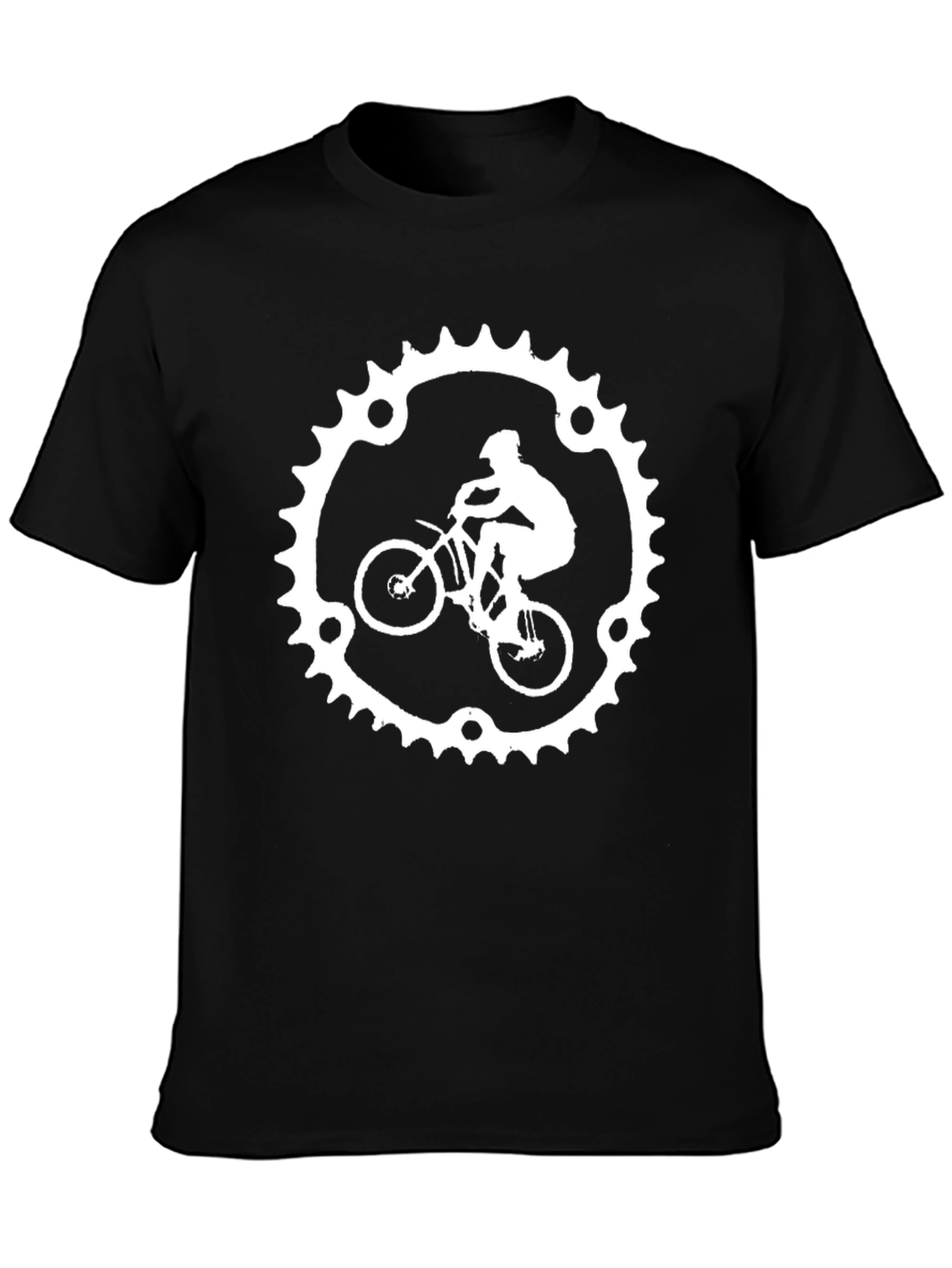 Black Cyclist Sprocket Graphic Tee - Black Cotton Blend view 3