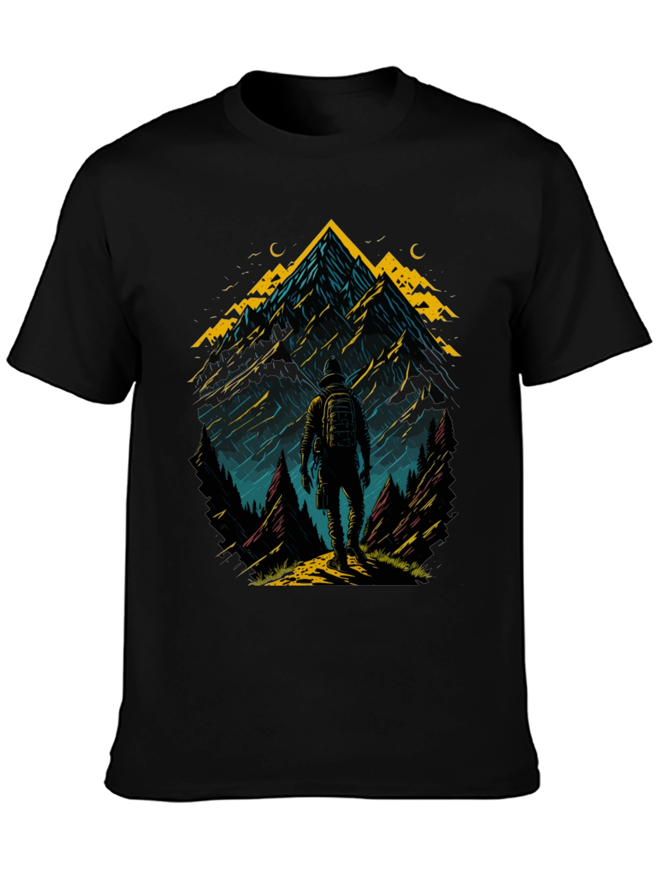 Black Mountain Adventure T-Shirt: Hiker Graphic Tee view 3