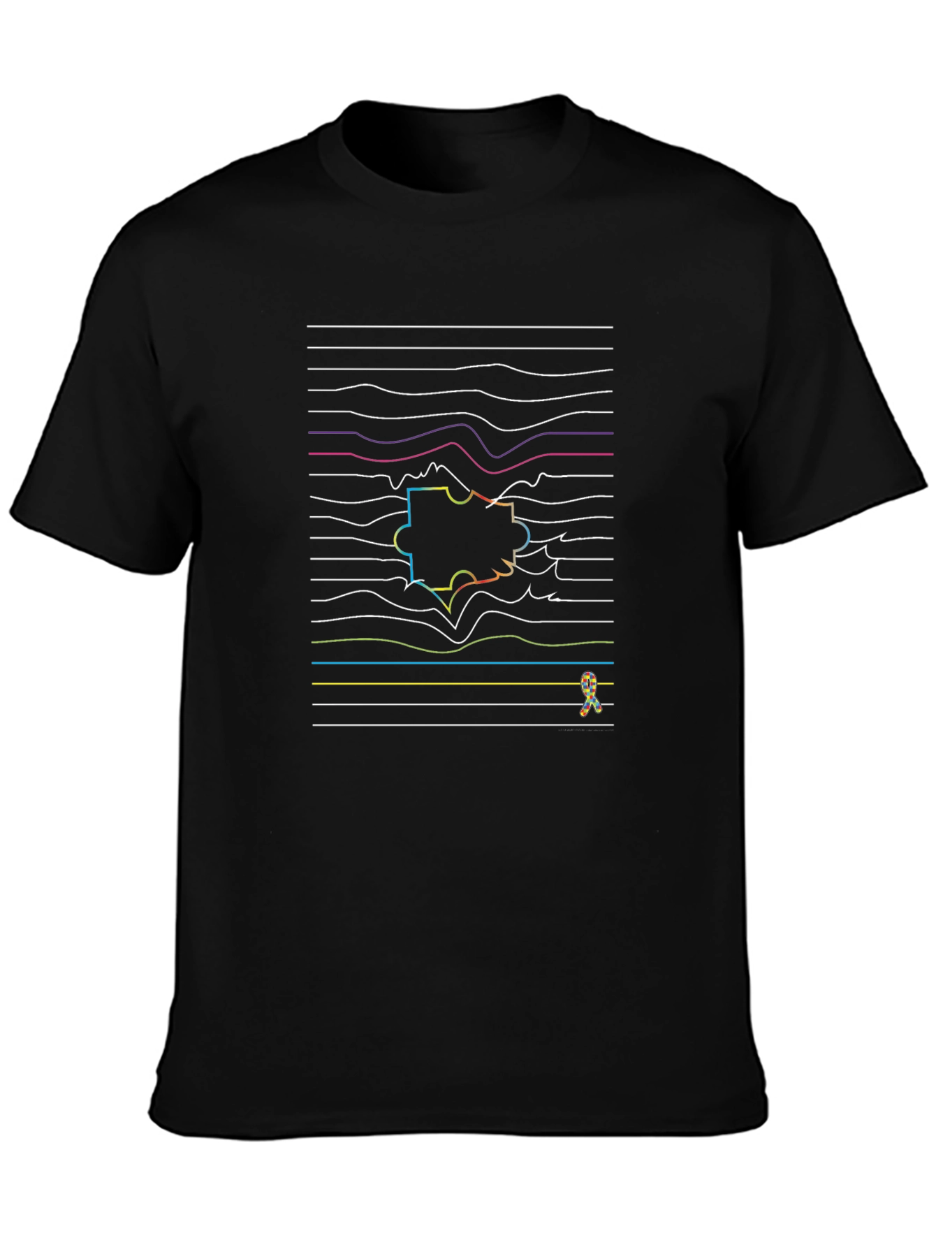 Black Puzzle Piece Graphic Tee - Awareness Design view 3