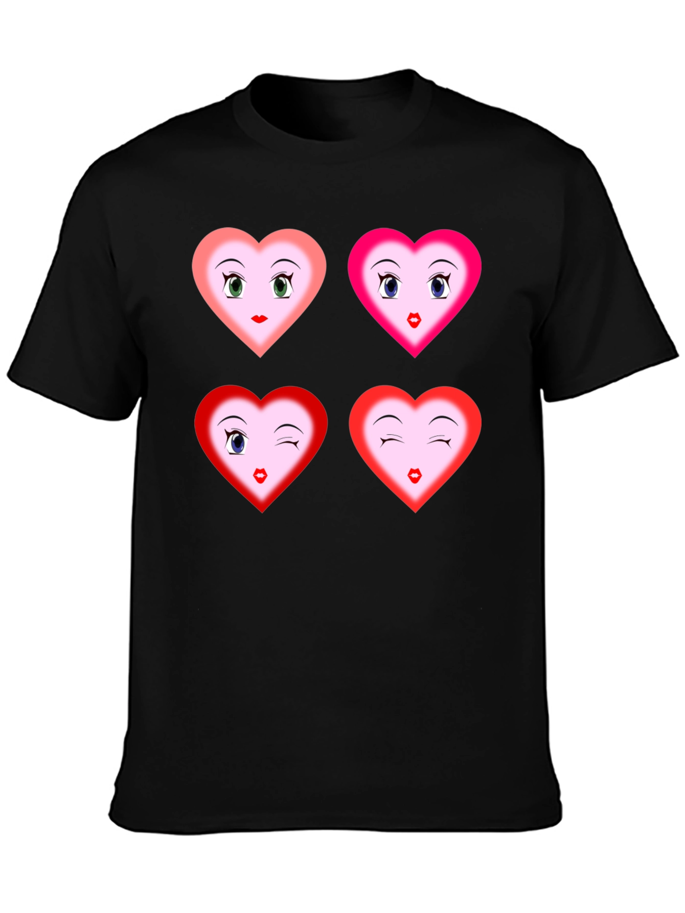 Black Heart Faces Graphic Tee - Fun, Unique Design view 3