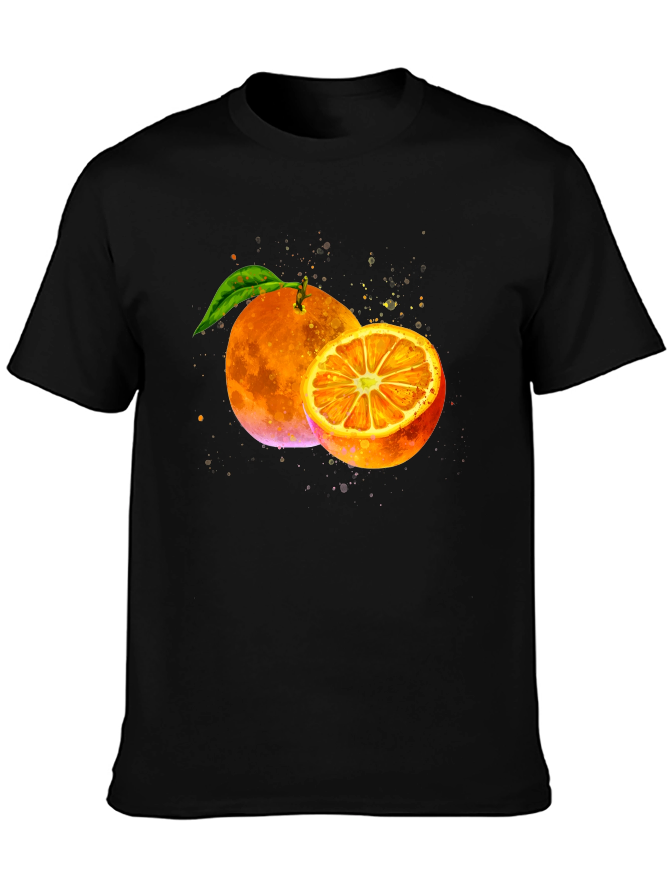 Black Orange Graphic Print Black T-Shirt view 3
