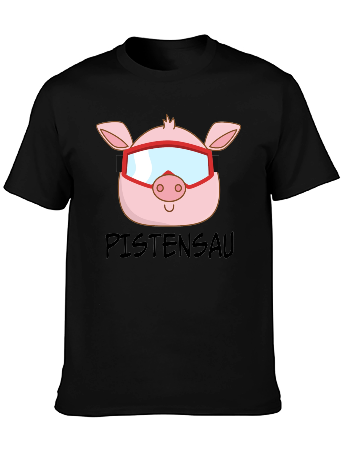 Black Ski Pig T-Shirt - PISTENSAU Funny Skiing Design view 3
