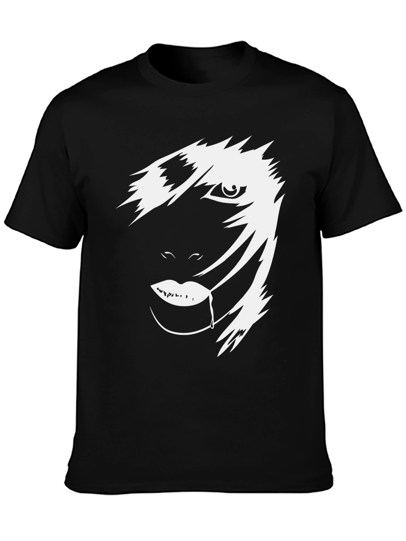 Black Abstract Face Graphic Tee - Men's Black T-Shirt view 3