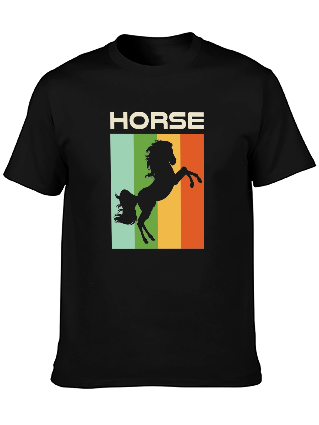 Black Retro Horse T-Shirt - Equestrian Style view 3
