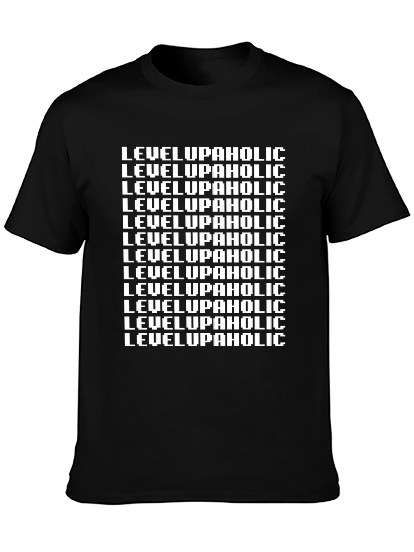 Black Level Up-Aholic Tee - Pixelated Gamer Style view 3