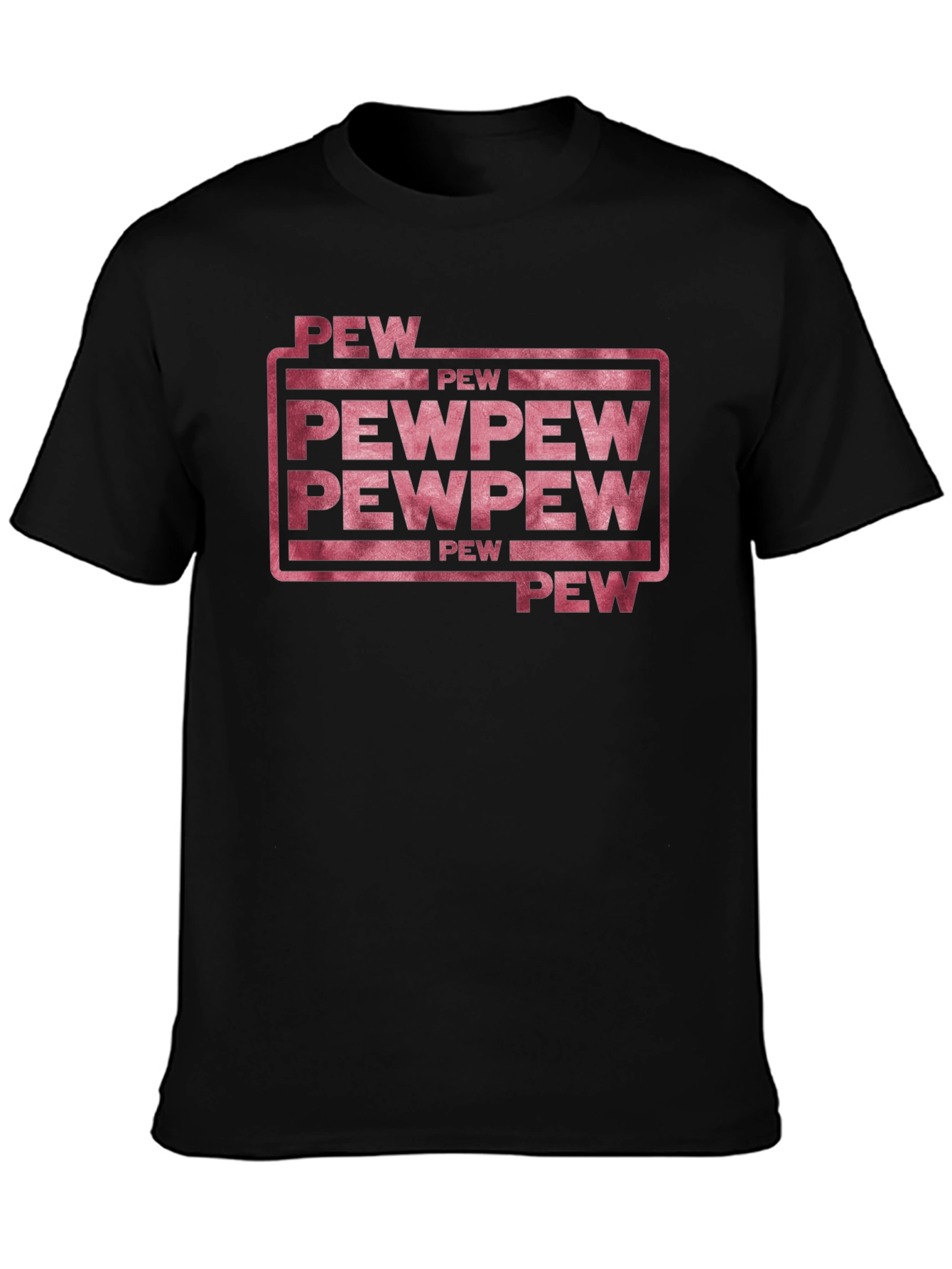 Black Pew Pew Funny Graphic T-Shirt view 3