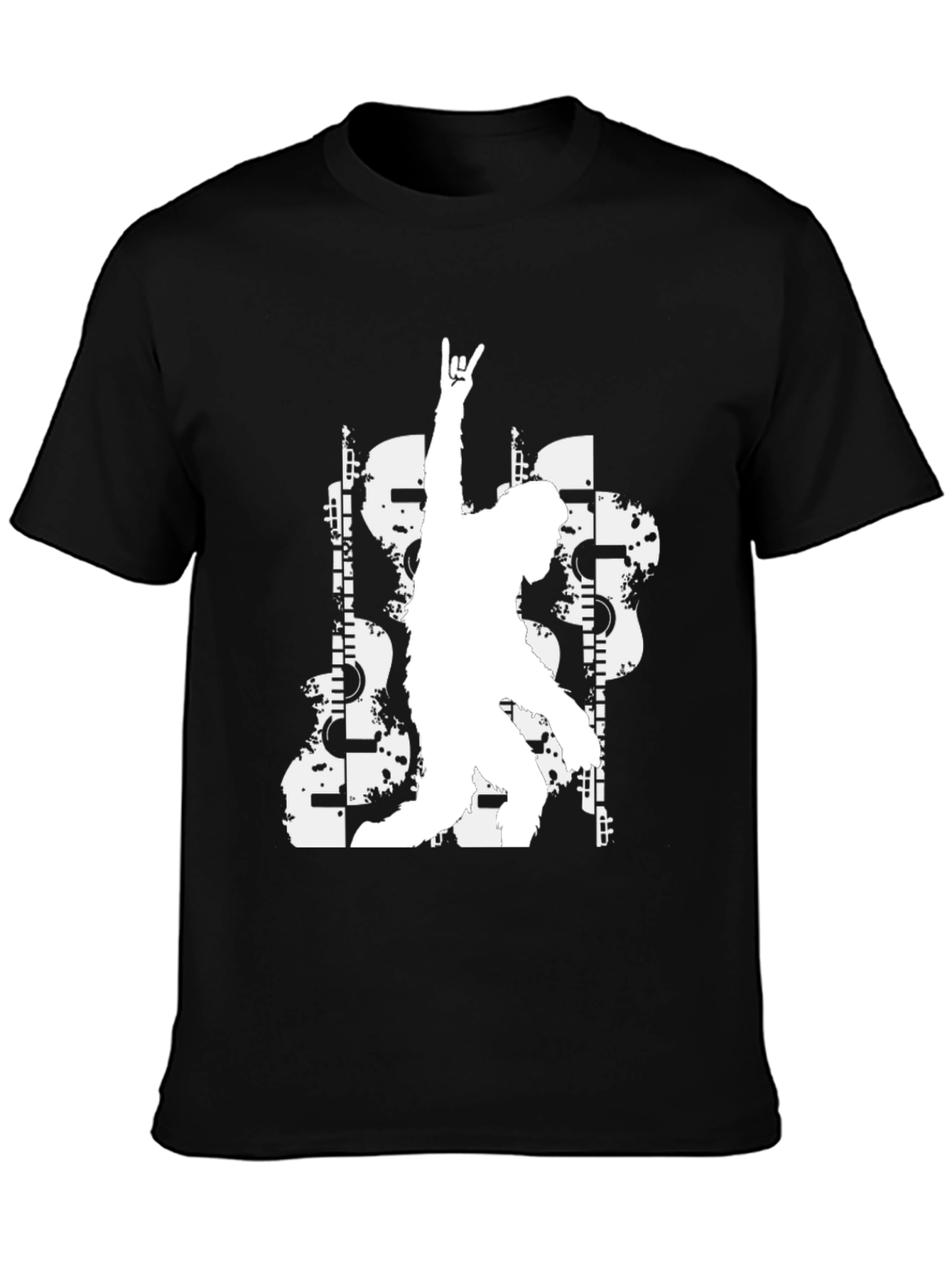 Black Rock On Graphic Tee - Black Casual T-Shirt view 3