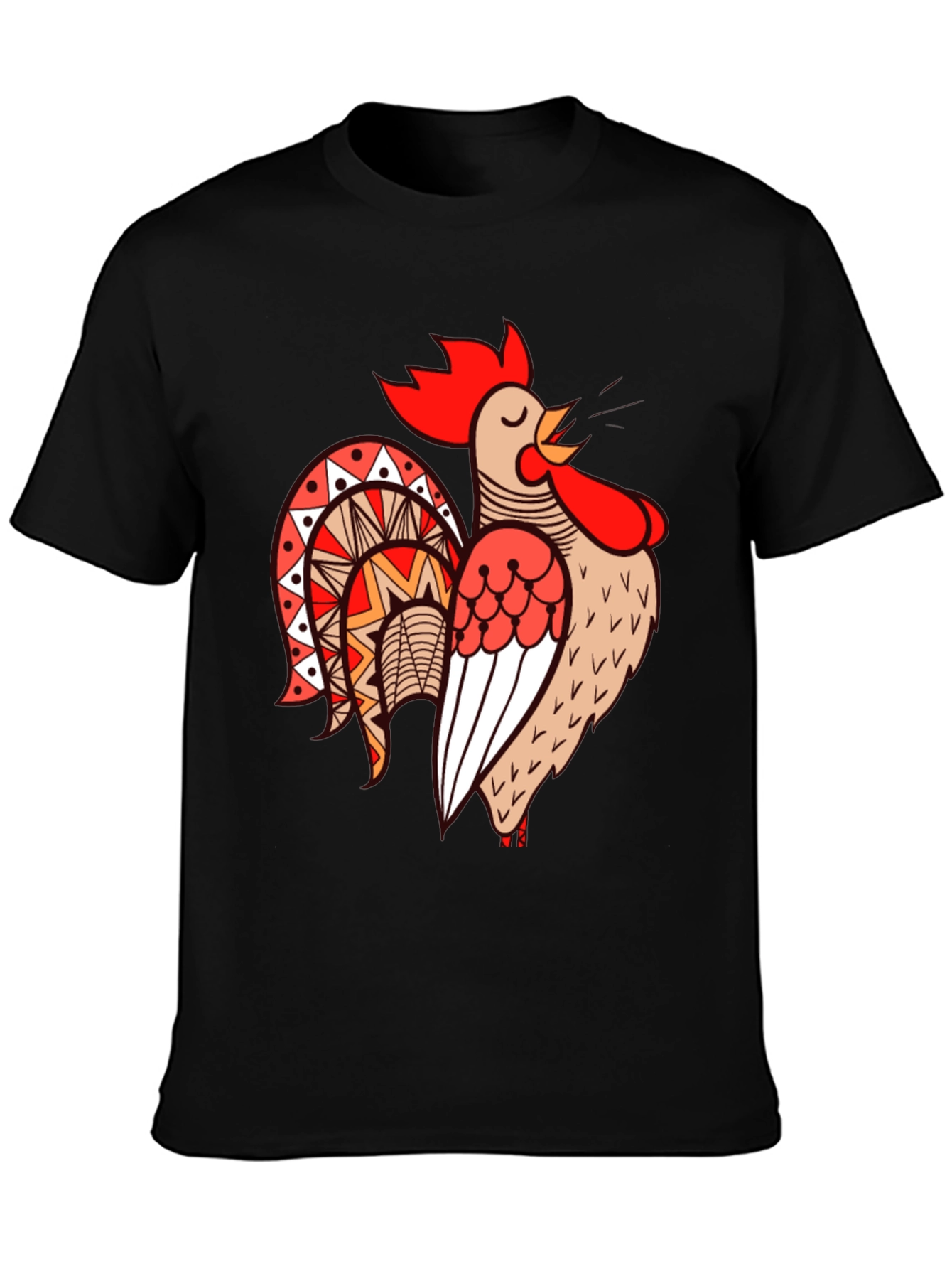 Black Rooster Graphic Tee - Black Cotton T-Shirt view 3