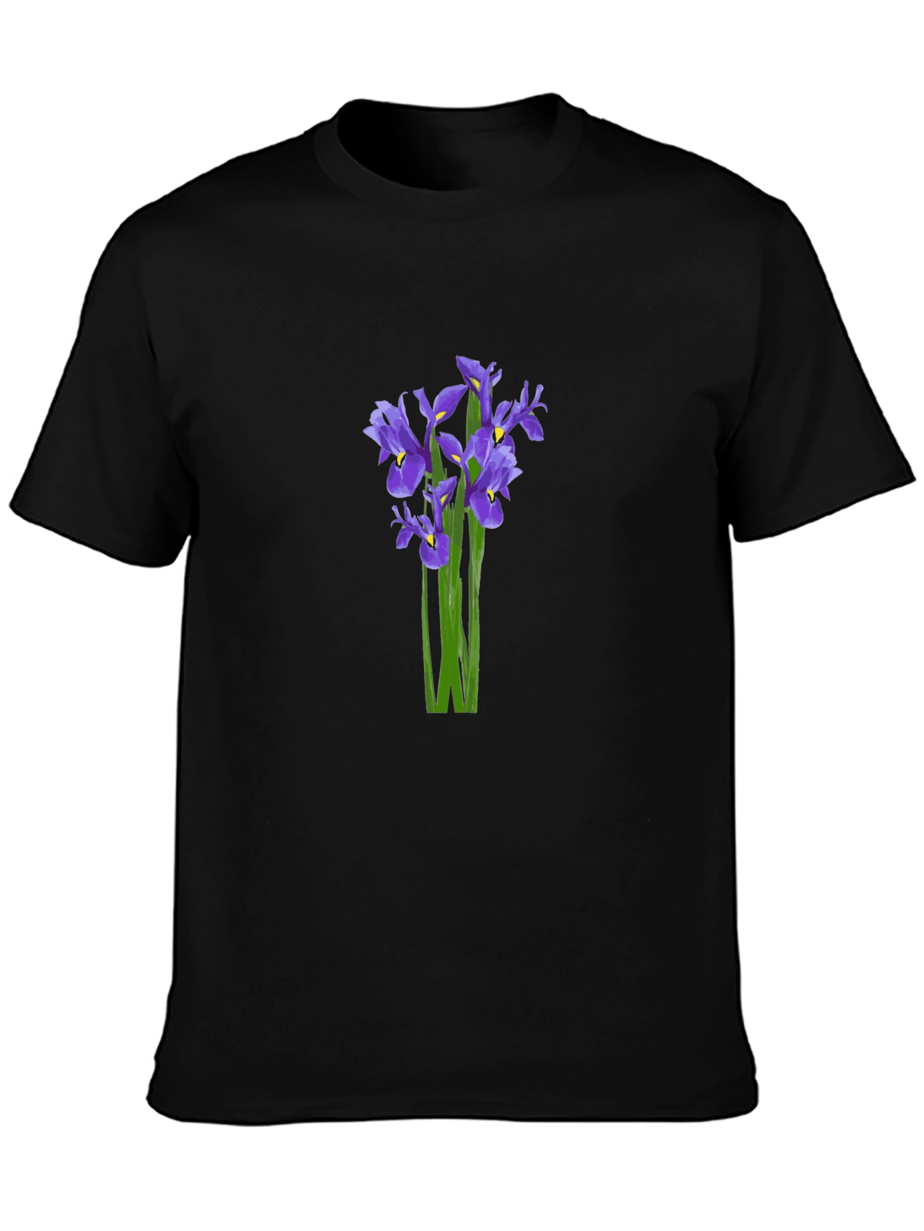 Black Floral Iris Graphic T-Shirt - Black view 3