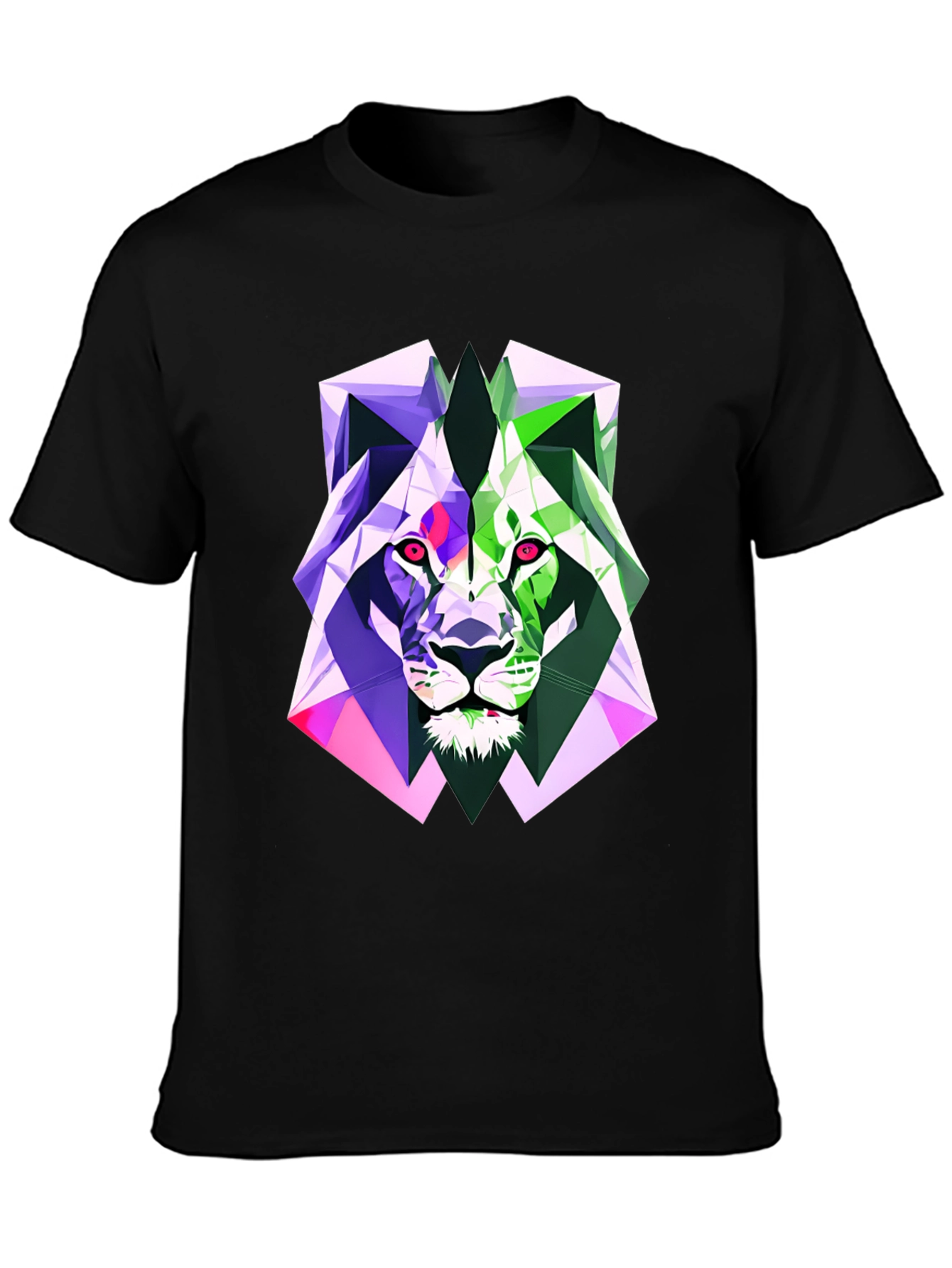 Black Geometric Lion Graphic Tee - Bold Style view 3