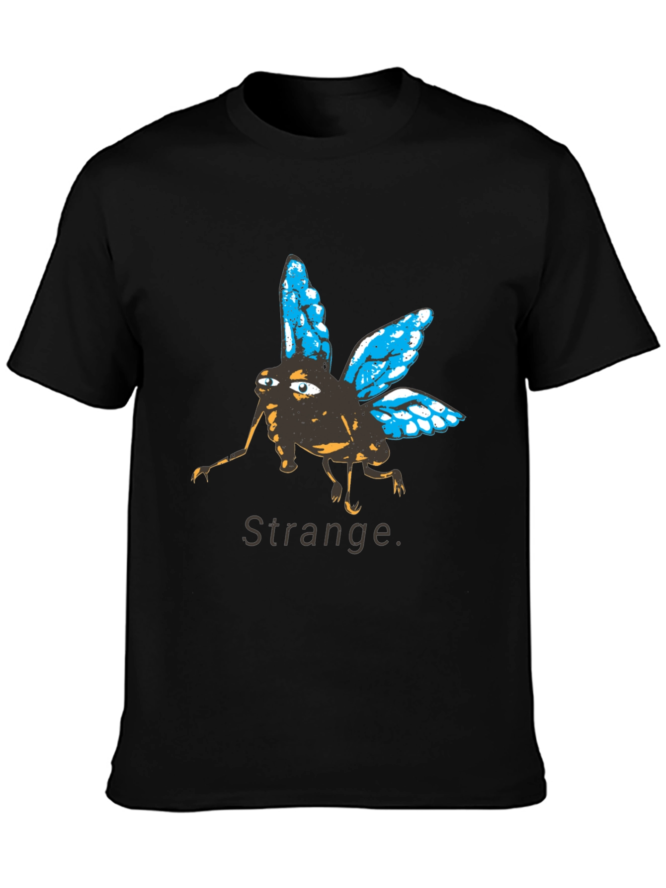 Black Strange Fly Graphic Tee - Unique Insect Print Shirt view 3