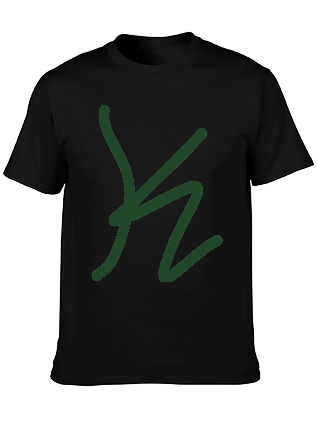 Black Black Graphic Tee - Abstract Green Design view 3