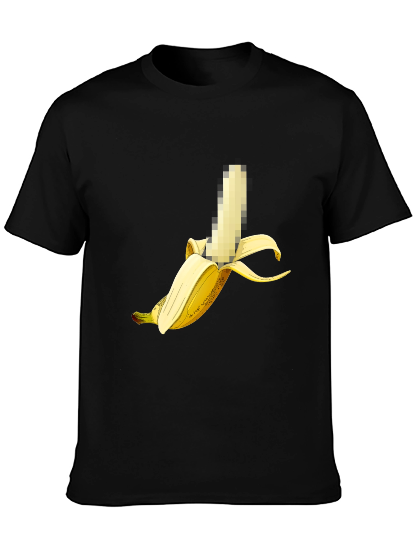 Black Censored Banana Graphic Tee - Unisex Black T-Shirt view 3