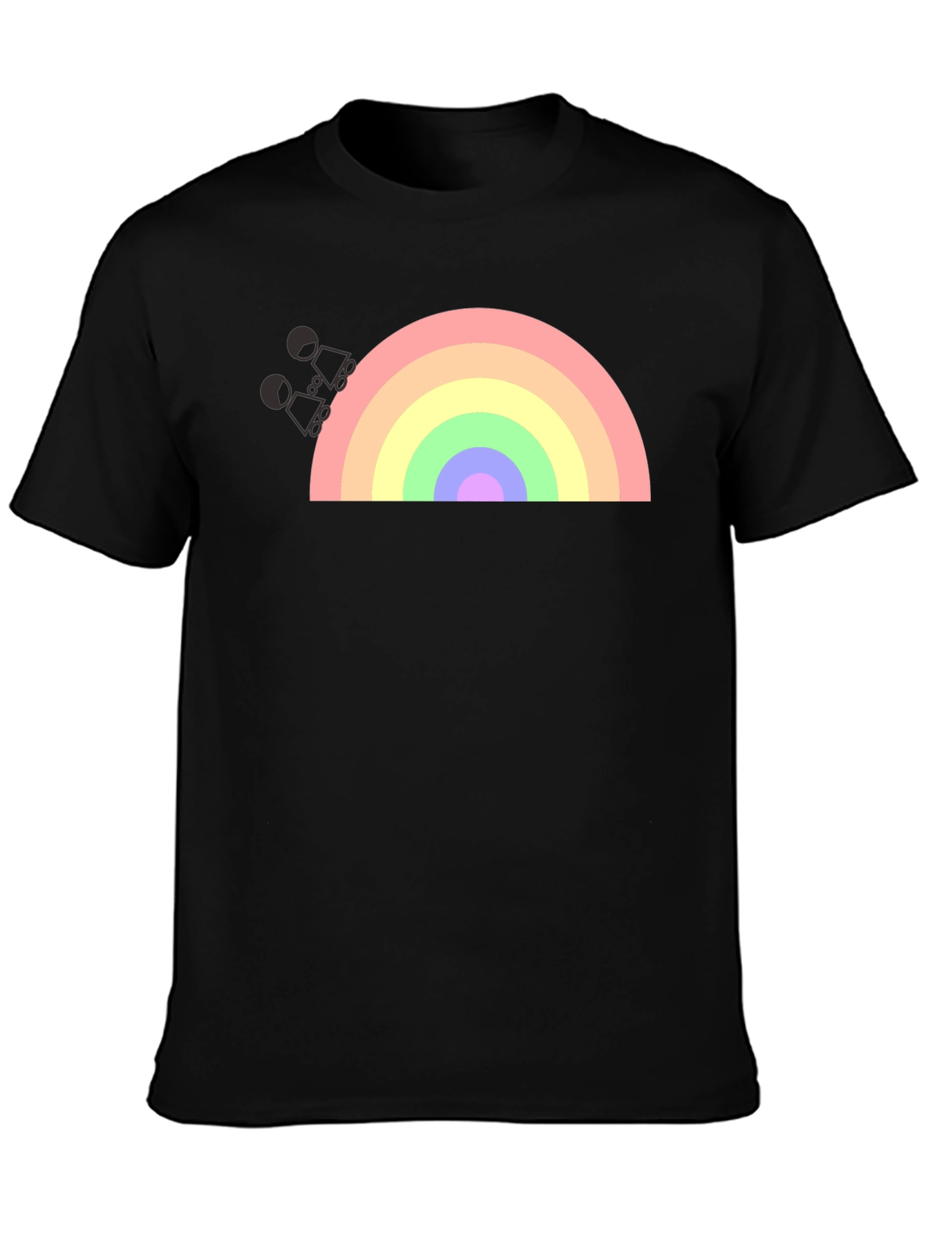 Black Rainbow Graphic T-Shirt - Black Cotton Blend view 3